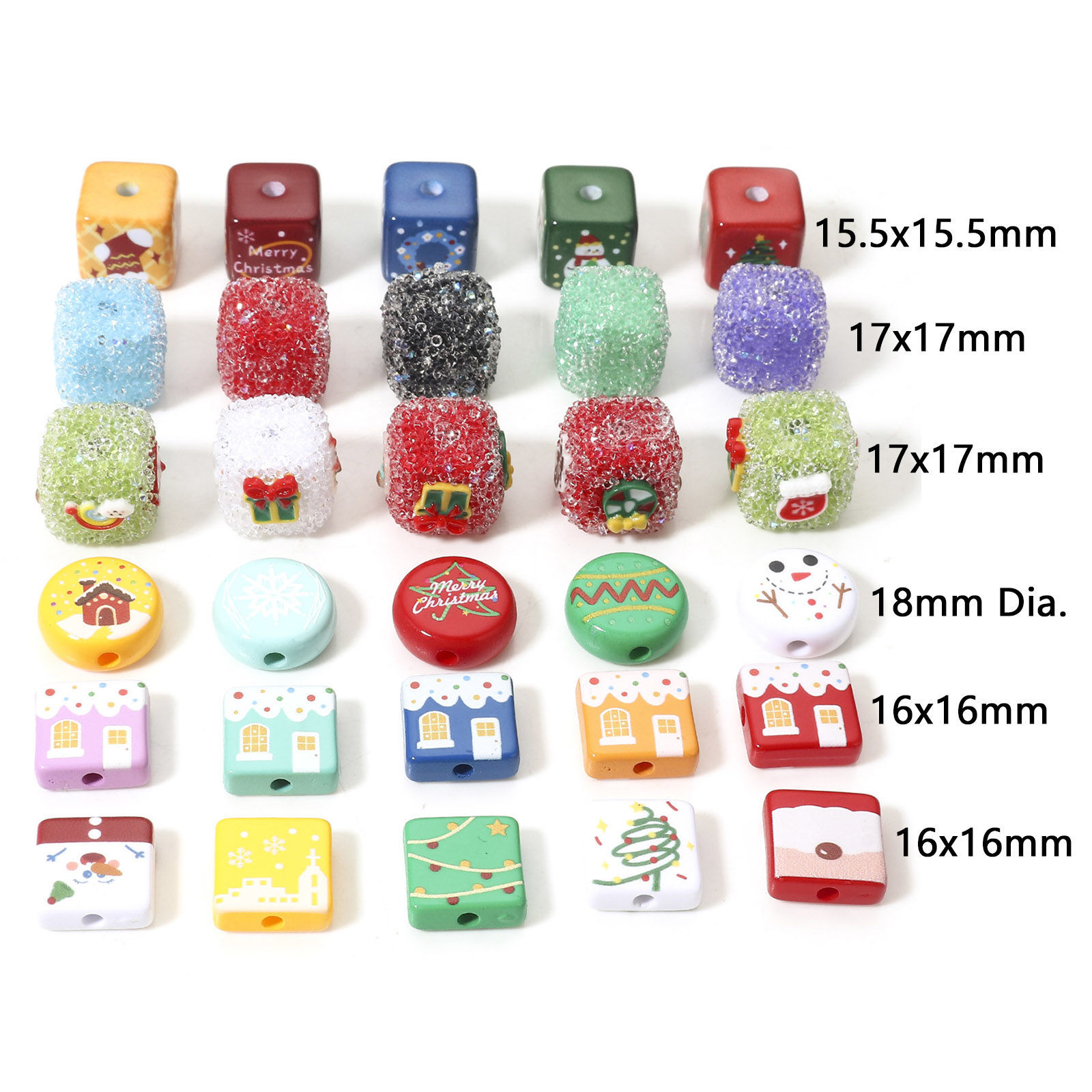 Picture of Acrylic Beads For DIY Jewelry Making At Random Mixed Color Christmas Santa Claus Christmas Snowman