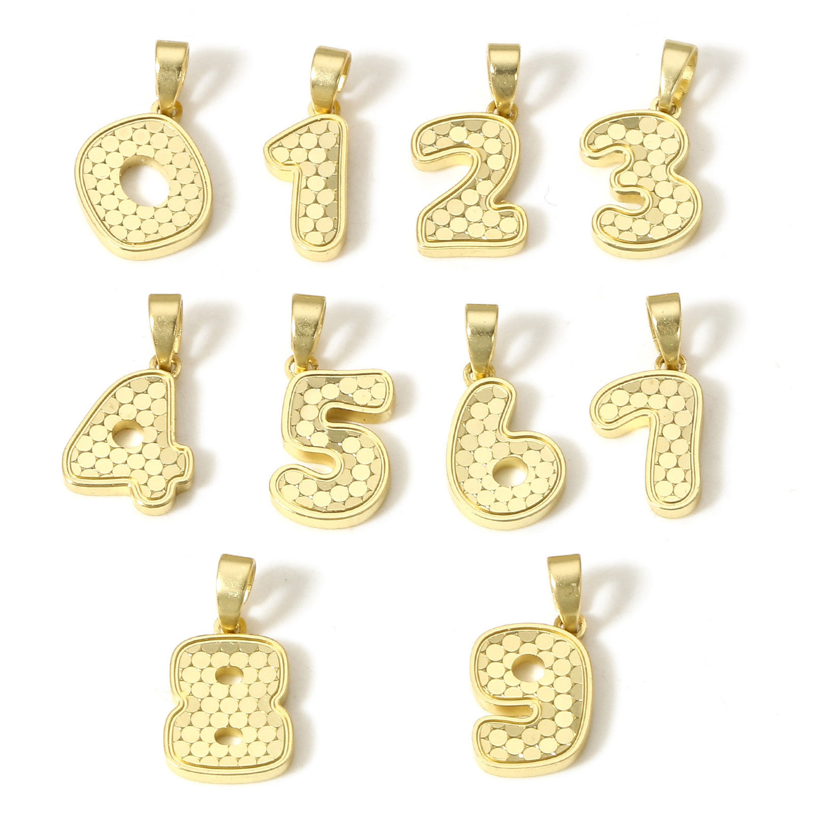 Picture of Brass Charm Pendant Real Gold Plated Number Fish Scale