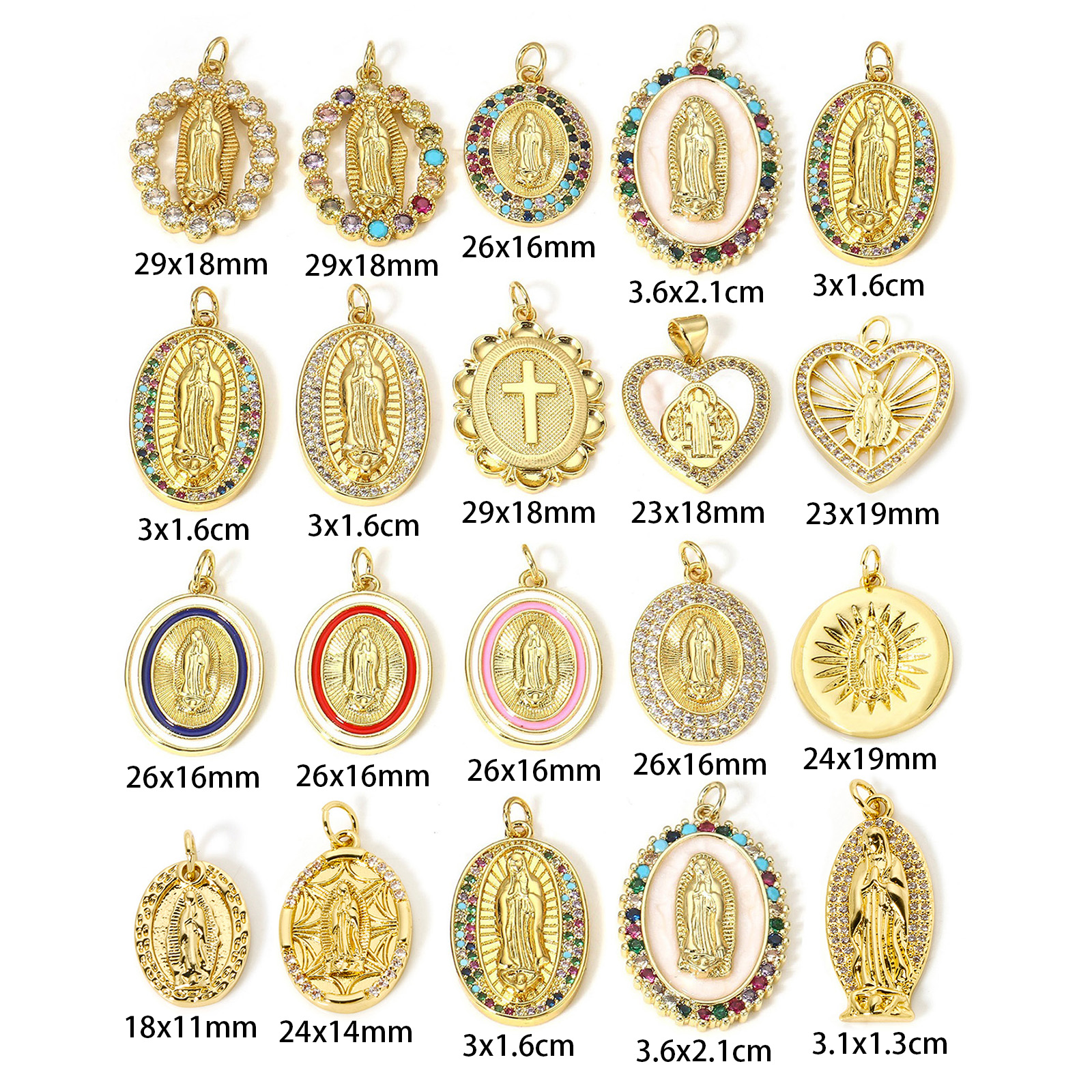 Picture of Brass Religious Charms 18K Real Gold Plated Virgin Mary