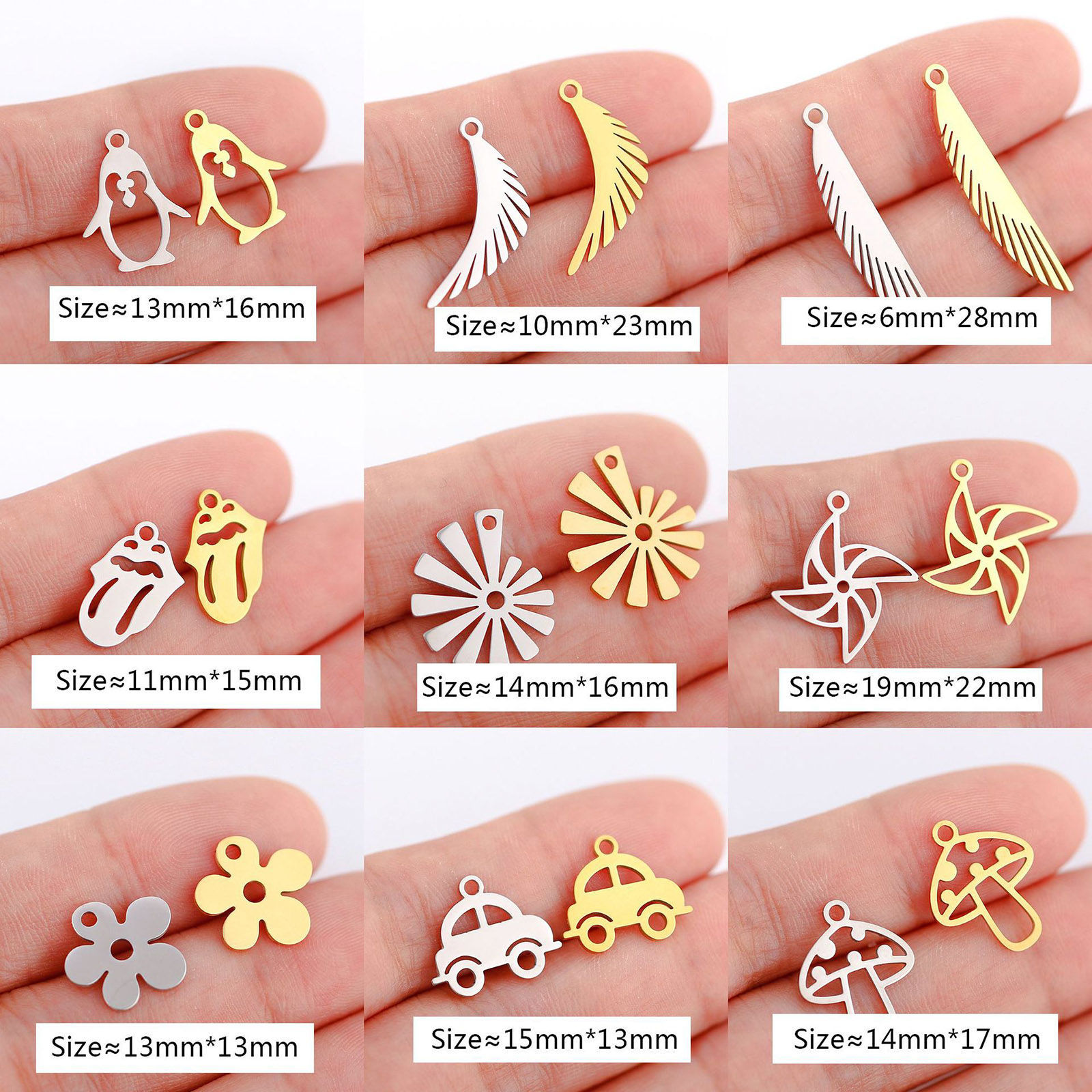 Immagine di 3 Pz 304 Acciaio Inossidabile Charms Filigrana