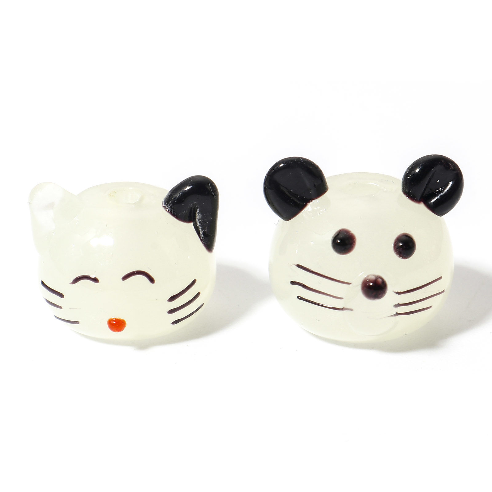 Imagen de 2 Unidades Cuentas para la Fabricación de Joyas con Dijes de Bricolaje Vidrio Murano de Animal , Lechoso 3D