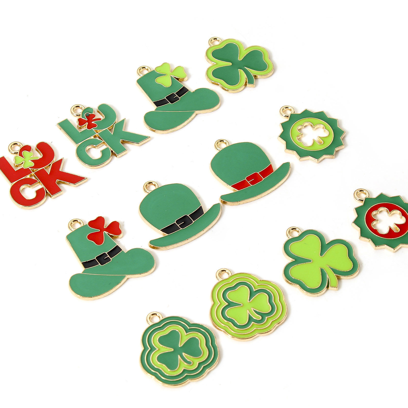 Imagen de 10 Unidades Zamak Día de San Patricio Colgantes Charms Chapado en Oro Esmalte