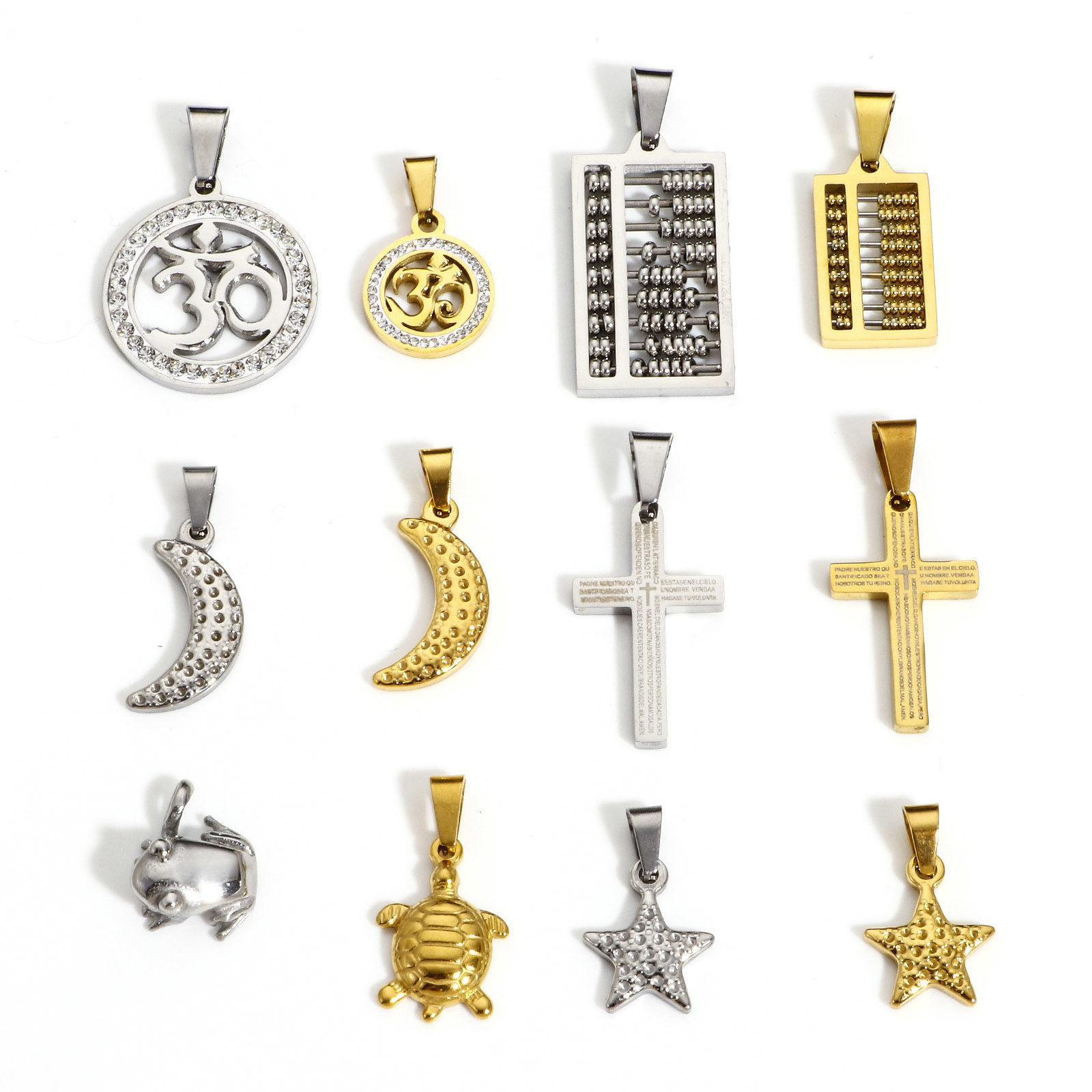 Bild von 1 Stück 304 Edelstahl Valentinstag Charms Rund Bunt OM Symbol