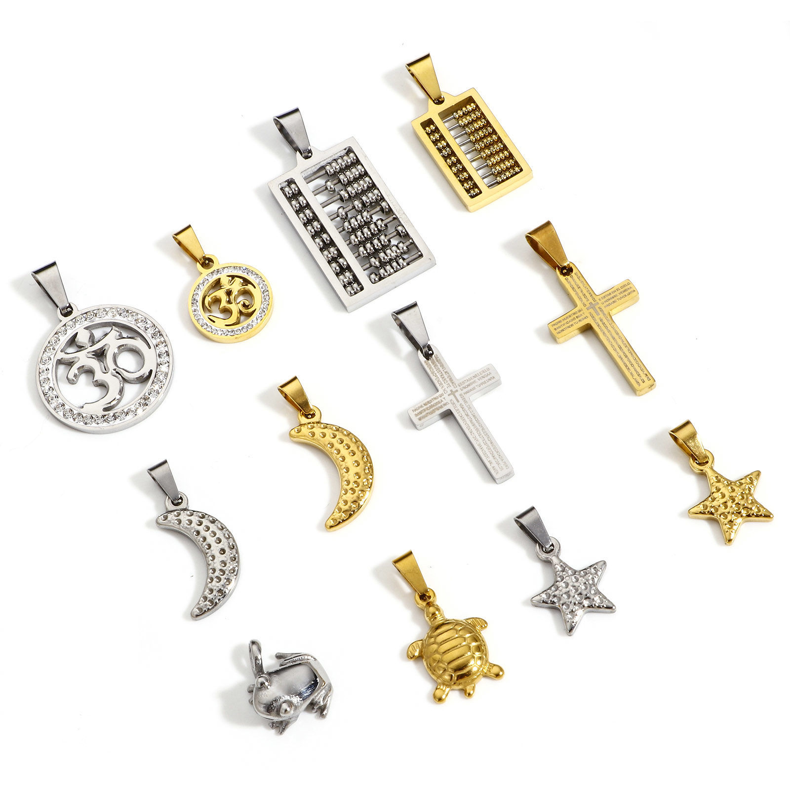 Bild von 1 Stück 304 Edelstahl Valentinstag Charms Rund Bunt OM Symbol