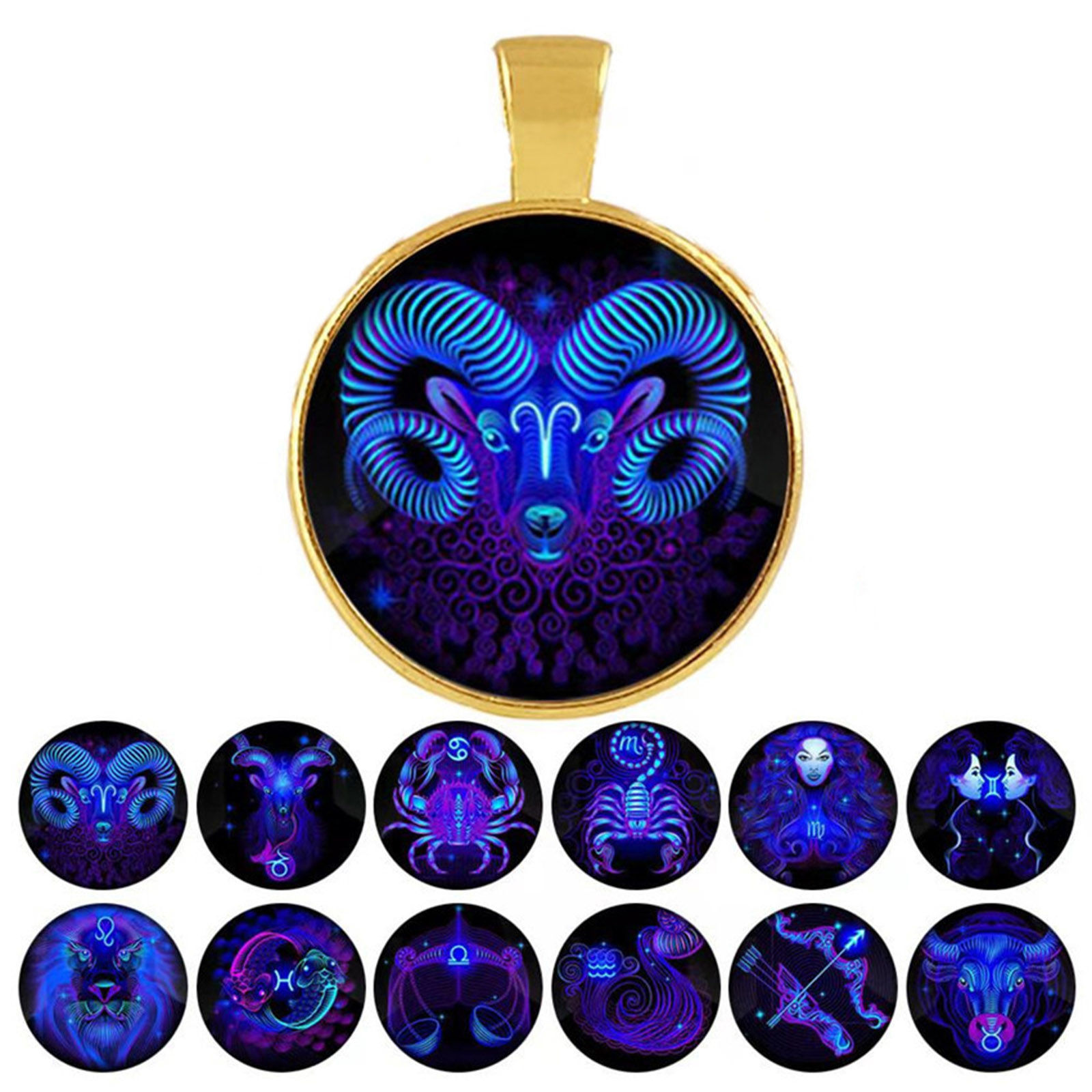 Picture of Glass Galaxy Keychain & Keyring Silver Tone Pentagram Star Constellation