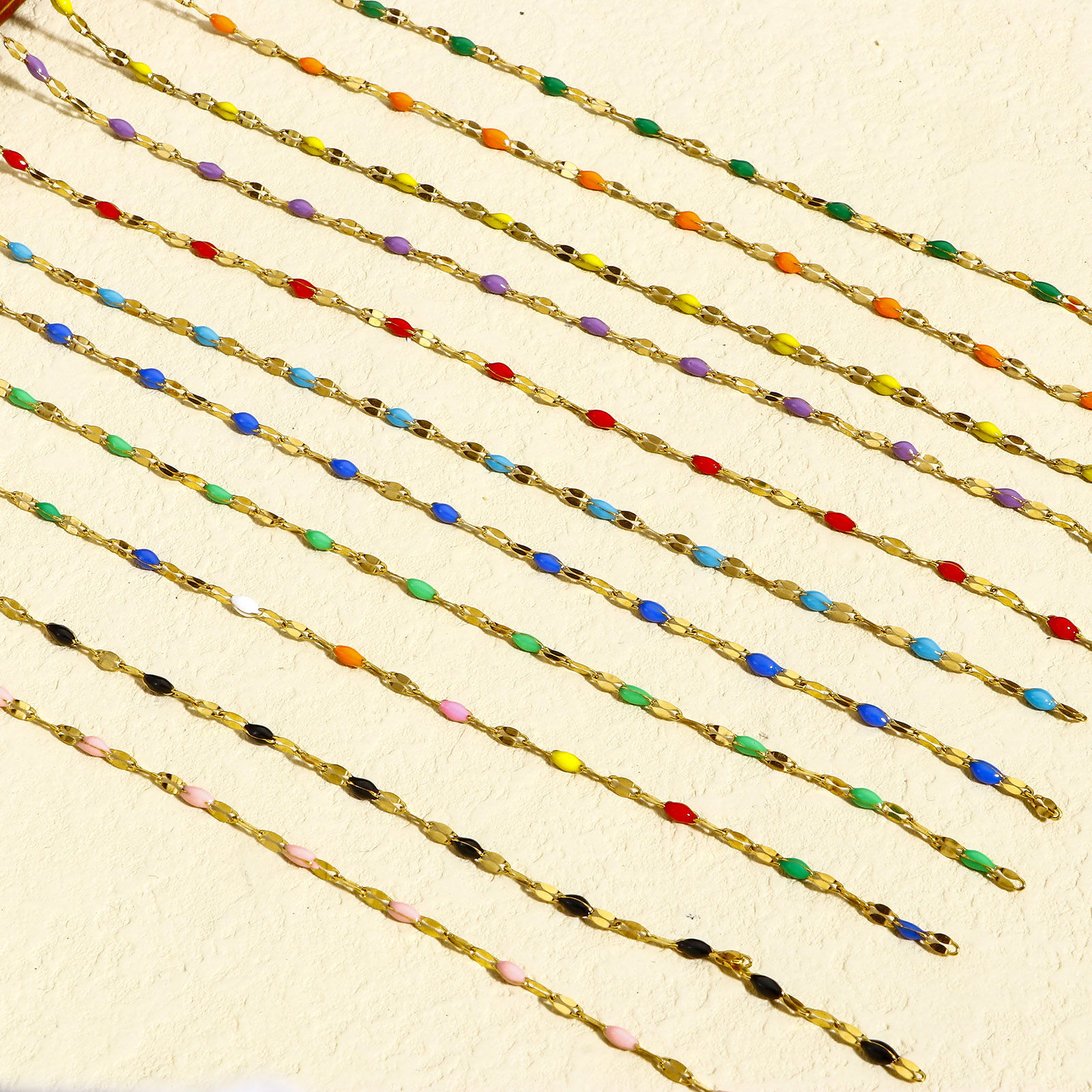 Picture of 1 M Vacuum Plating 304 Stainless Steel Enamel Lips Chain For Handmade DIY Jewelry Making Findings Gold Plated 2mm