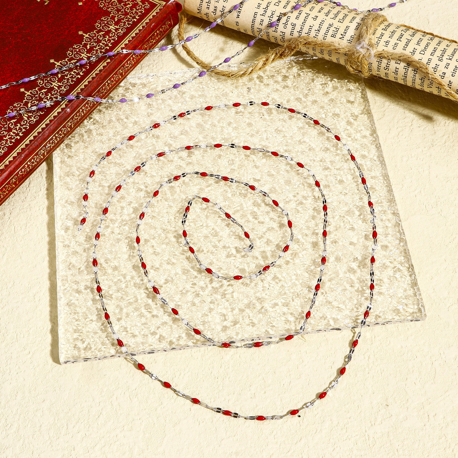 Bild von 1 Meter 304 Edelstahl Lippen geformte Kette Für handgefertigte Schmuckherstellung Silberfarbe Emaille 2mm