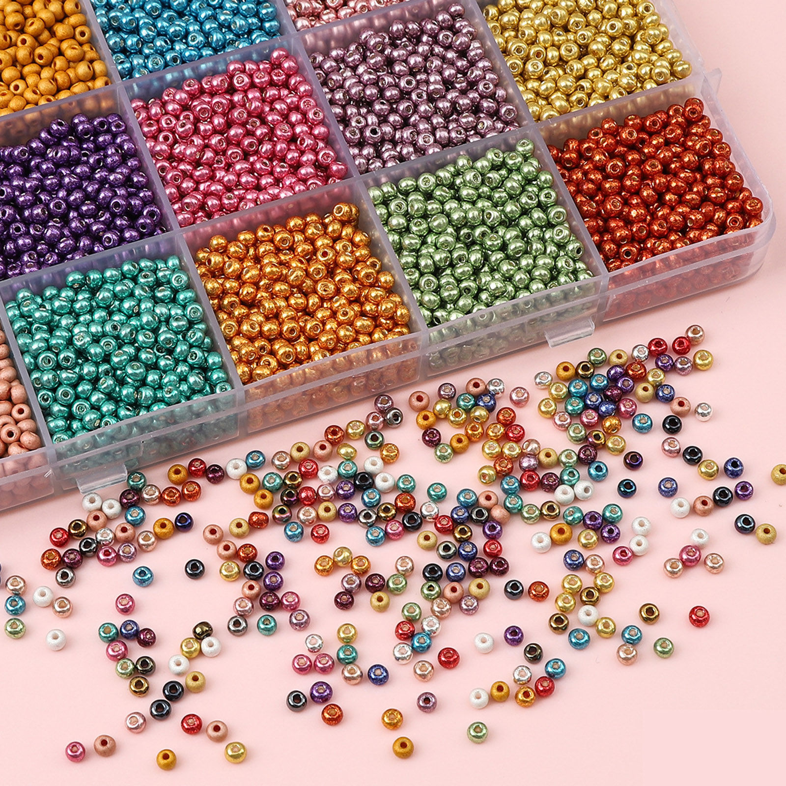 Image de 10 Grammes Perles de Rocailles en Verre Rocailles Rondes Métallique
