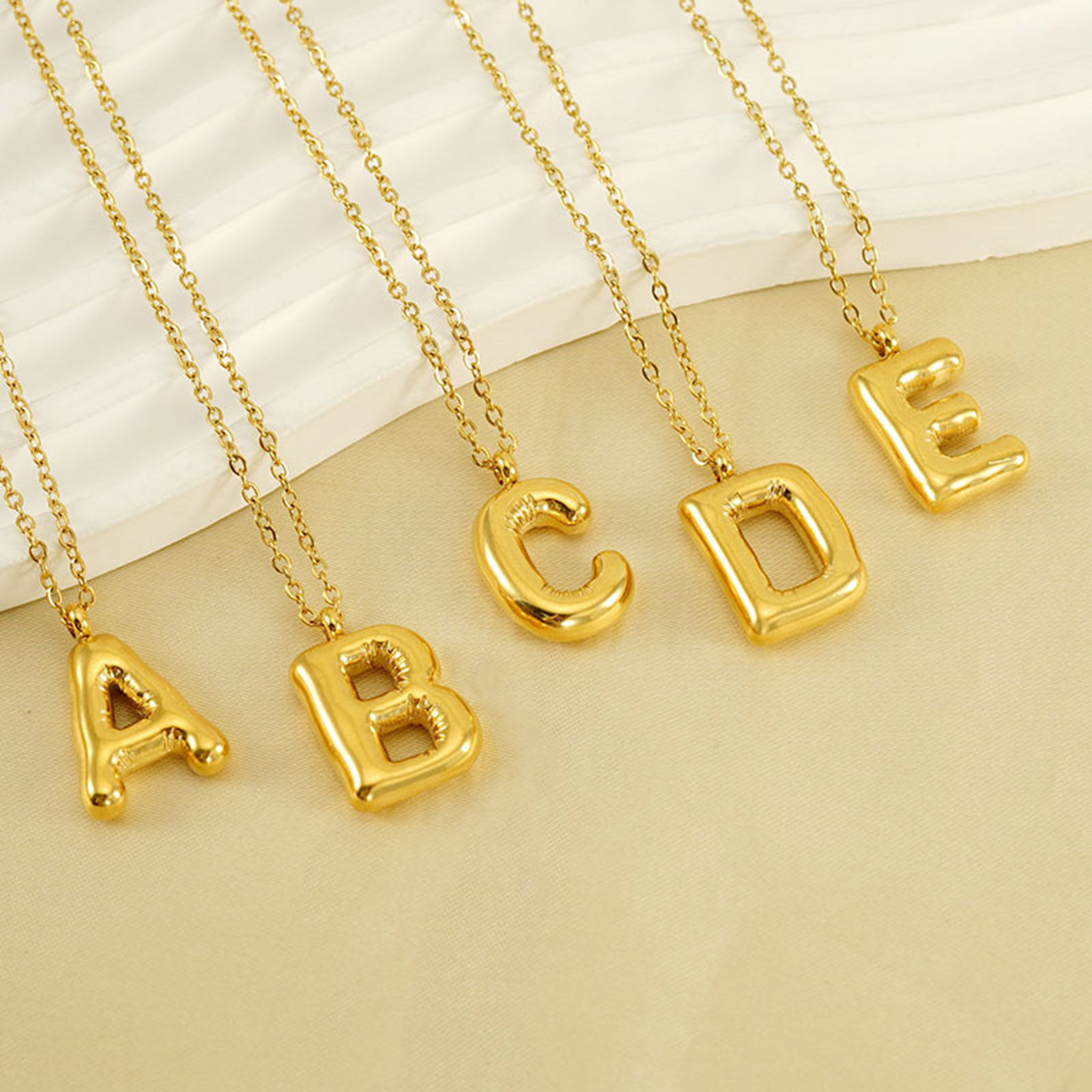 Picture of Eco-friendly Vacuum Plating Sweet & Cute Stylish 18K Real Gold Plated 304 Stainless Steel Link Cable Chain Initial Alphabet/ Capital Letter Message " A-Z " Pendant Necklace For Women Mother's Day