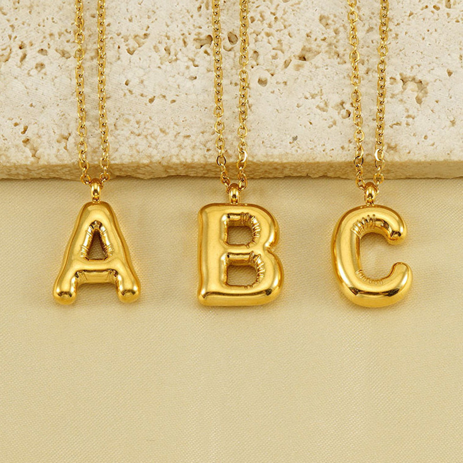 Picture of Eco-friendly Vacuum Plating Sweet & Cute Stylish 18K Real Gold Plated 304 Stainless Steel Link Cable Chain Initial Alphabet/ Capital Letter Message " A-Z " Pendant Necklace For Women Mother's Day