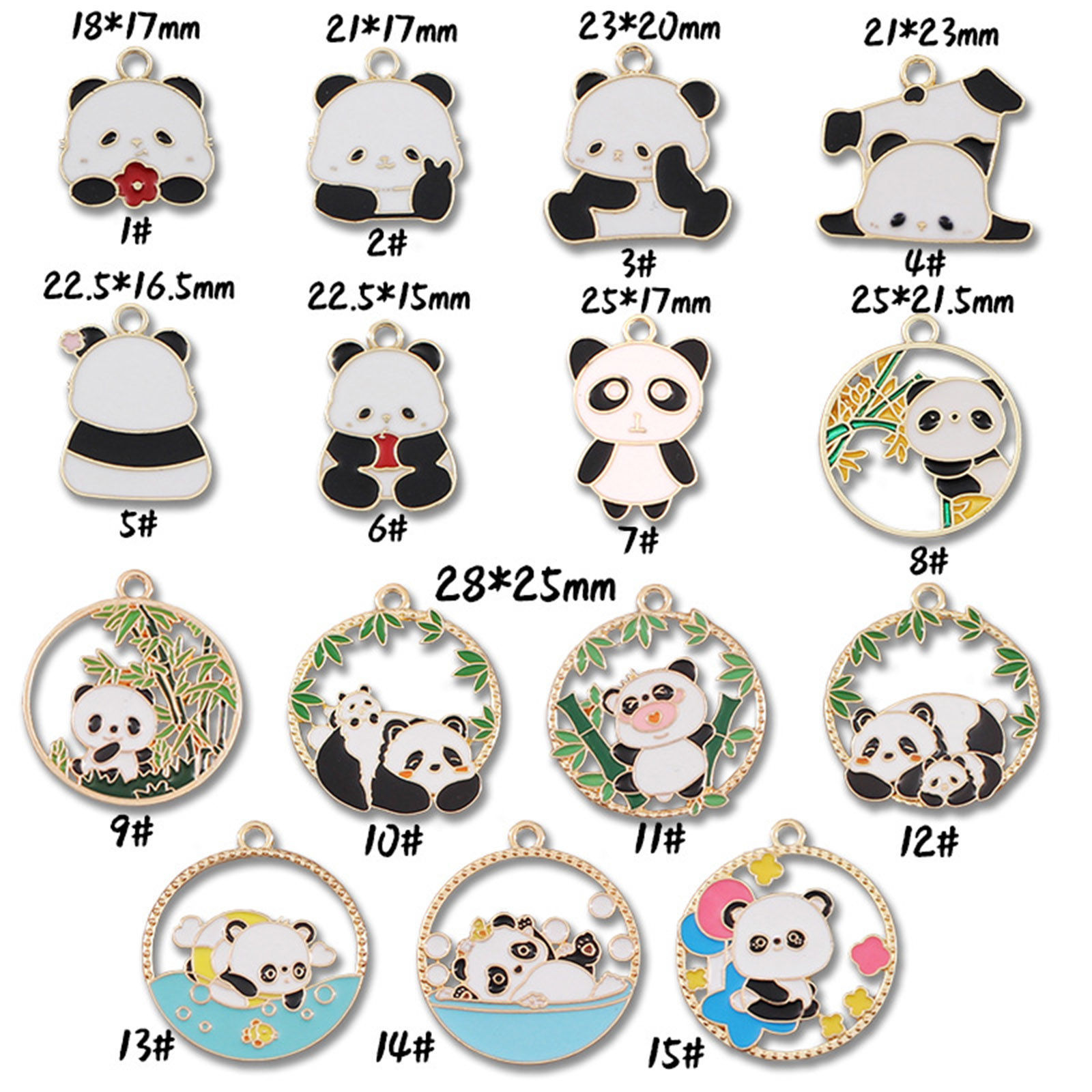Picture of Zinc Based Alloy Charms Gold Plated Black & White Panda Animal Enamel