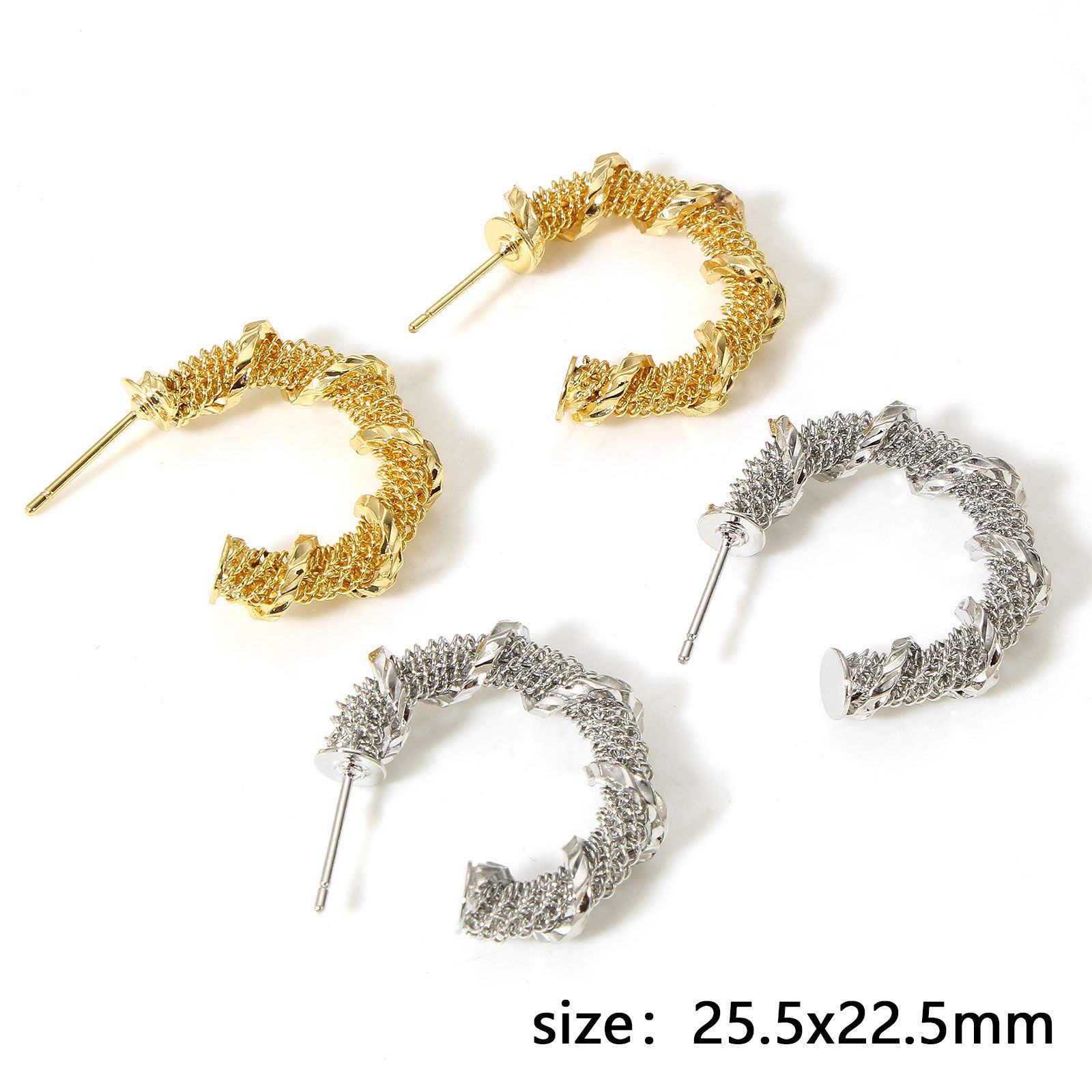 Picture of Hypoallergenic Simple & Casual Stylish Real Gold Plated Copper C Shape Spiral Hoop Earrings For Women Party