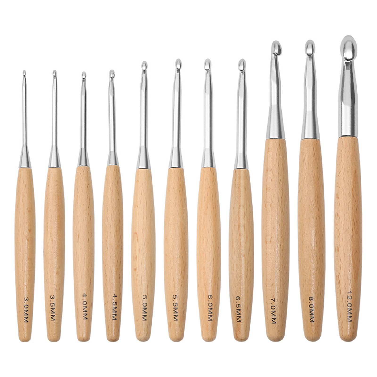 Picture of Wood Aluminum Crochet Hooks Needles Natural 16.3x1.3cm