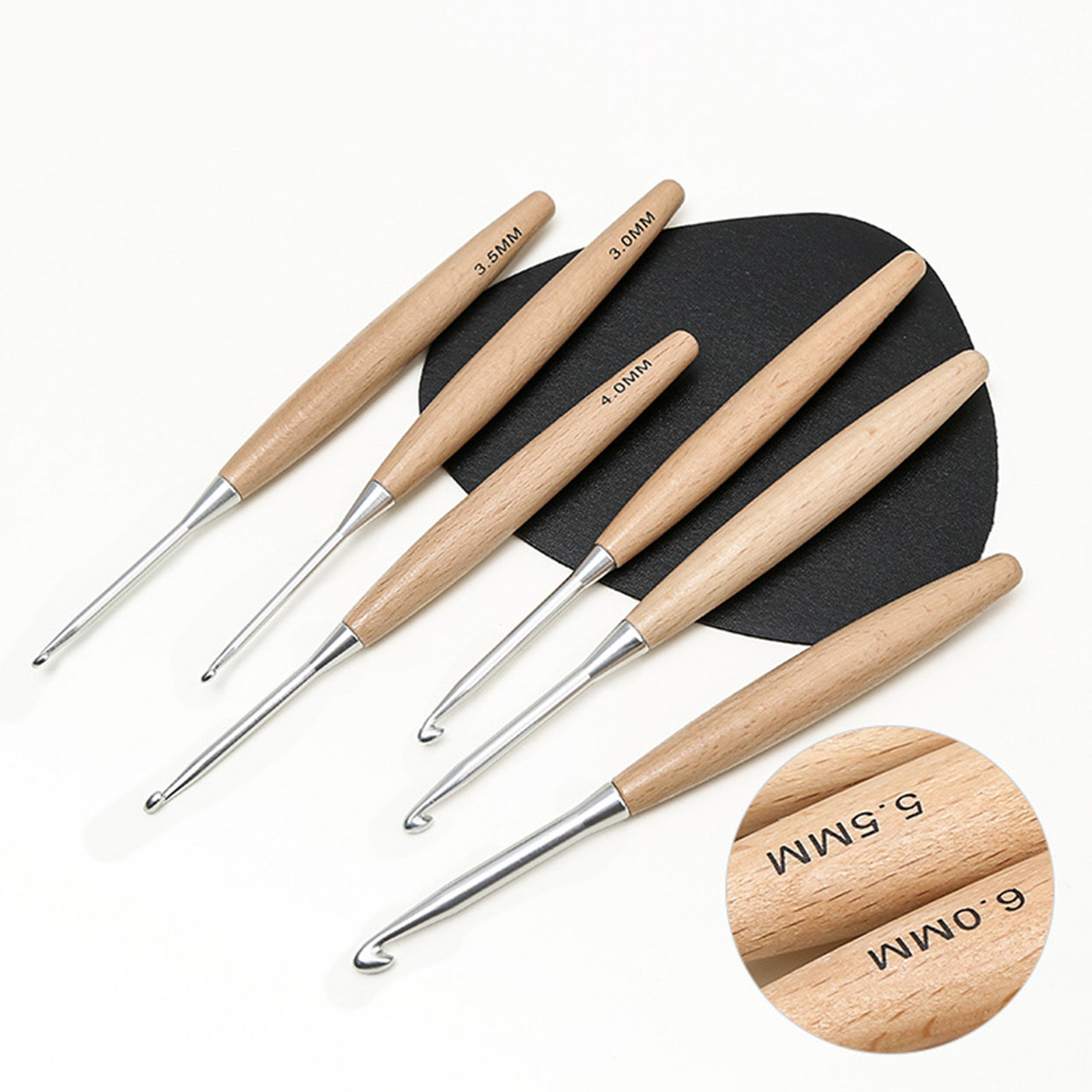 Picture of Wood Aluminum Crochet Hooks Needles Natural 16.3x1.3cm