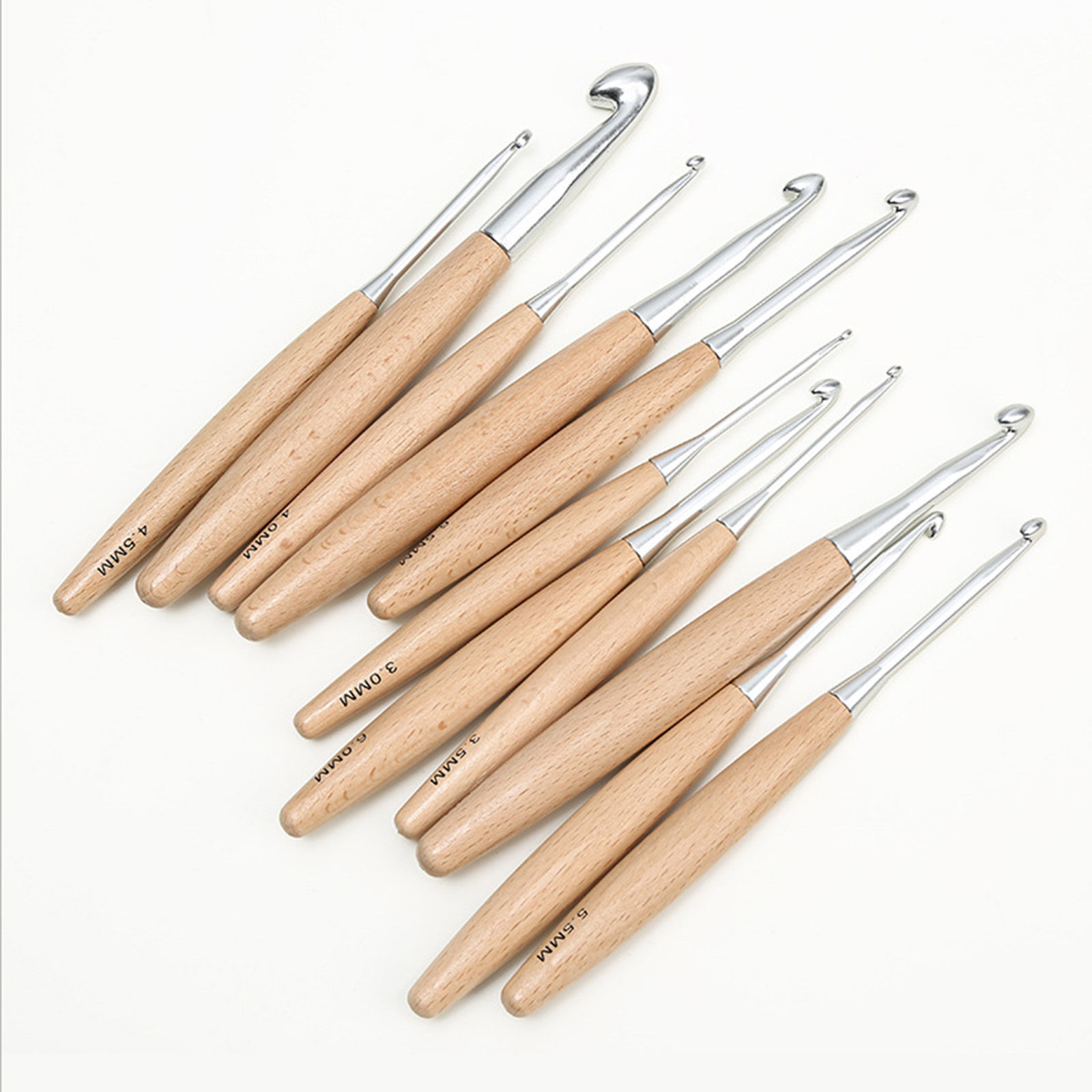 Picture of Wood Aluminum Crochet Hooks Needles Natural 16.3x1.3cm