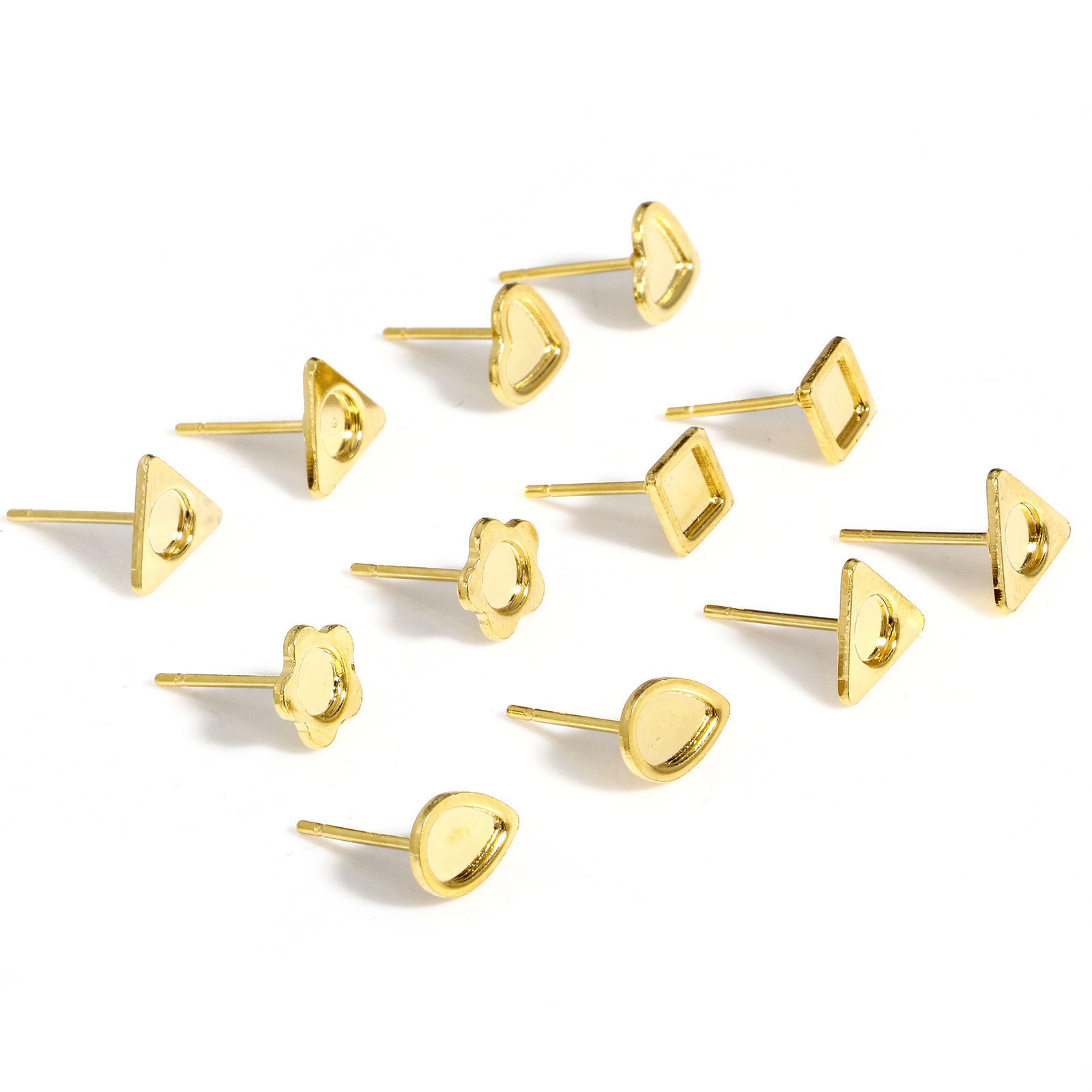 Изображение 10 ШТ 304 Нержавеющая Сталь Серьги-гвоздики для ушей для аксессуаров для изготовления ювелирных изделий своими руками геометрический 18K позолоченный Основы для Кабошонов