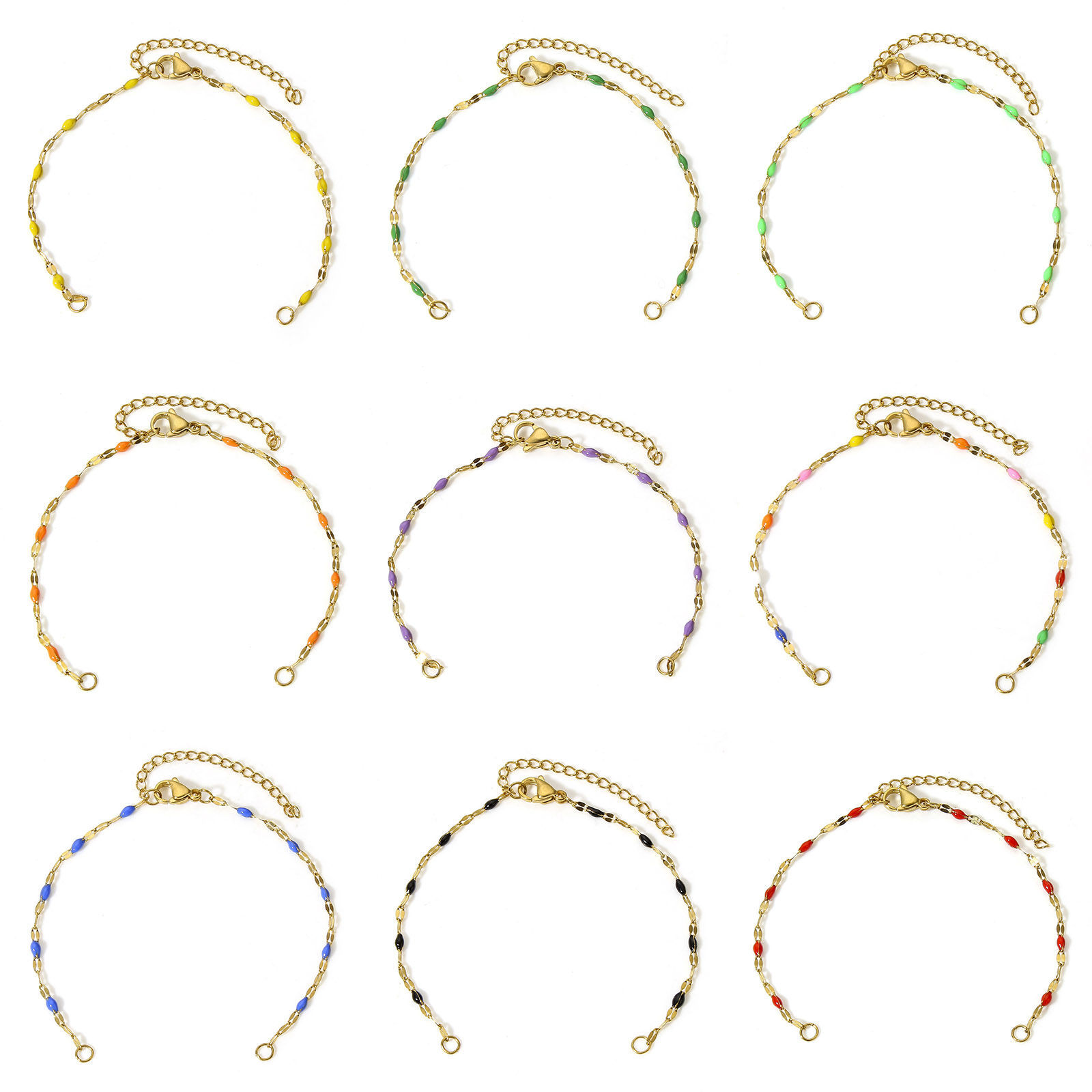 Immagine di 1 Pz 304 Acciaio Inossidabile Catena delle Labbra Braccialetti Semilavorati per la Creazione di Gioielli Artigianali Fai-da-te Oro Placcato Smalto 15.5cm Lunghezza