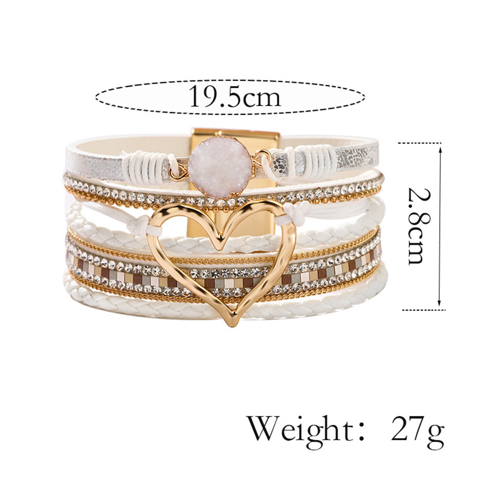 Imagen de 1 Unidad PU Cuero Bohemia Pulsera de Capas Multicapa Multicolor Corazón