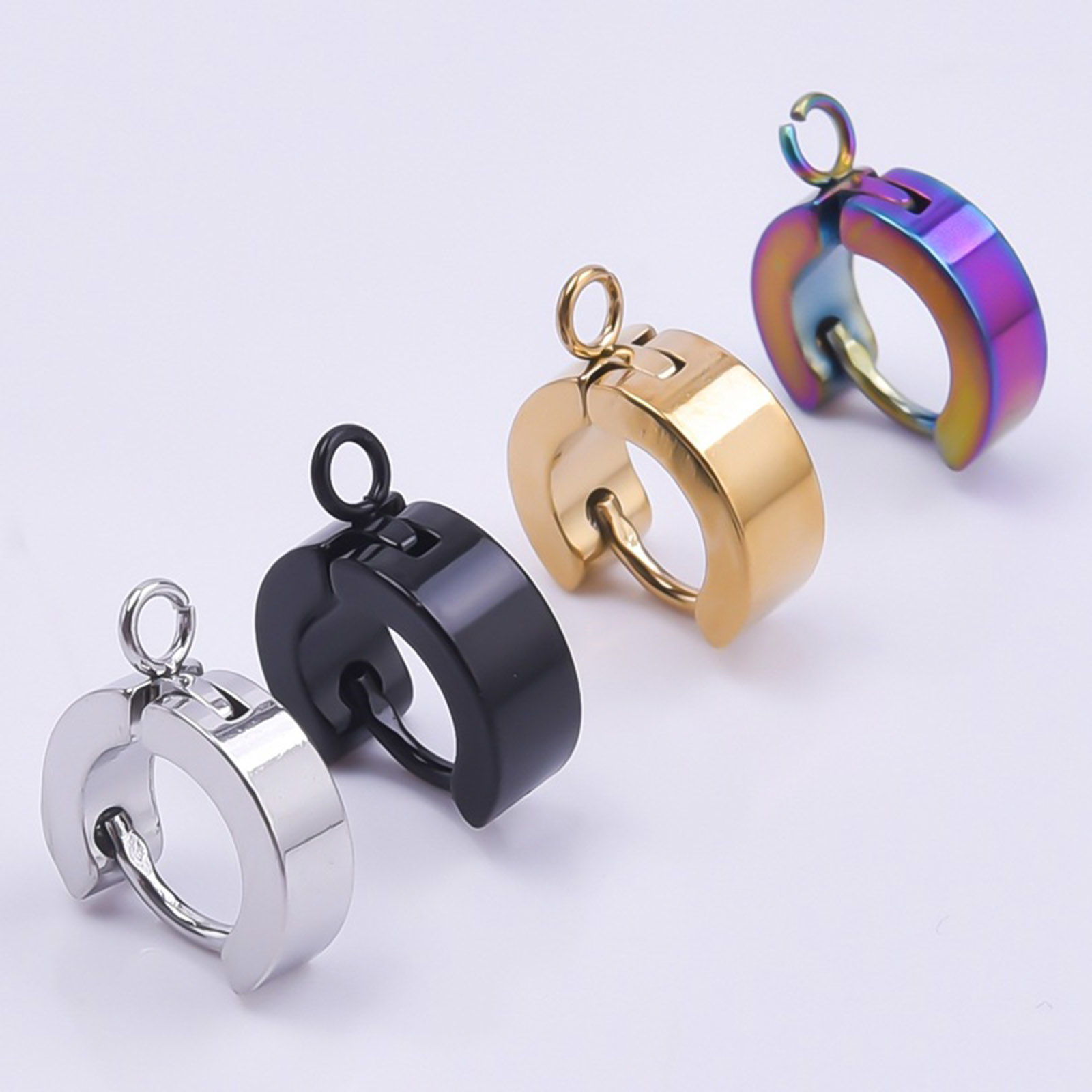 Bild von 2 Stück 304 Edelstahl Creolen für DIY-Schmuckherstellungszubehör Rund Mit Öse 15mm x 13mm