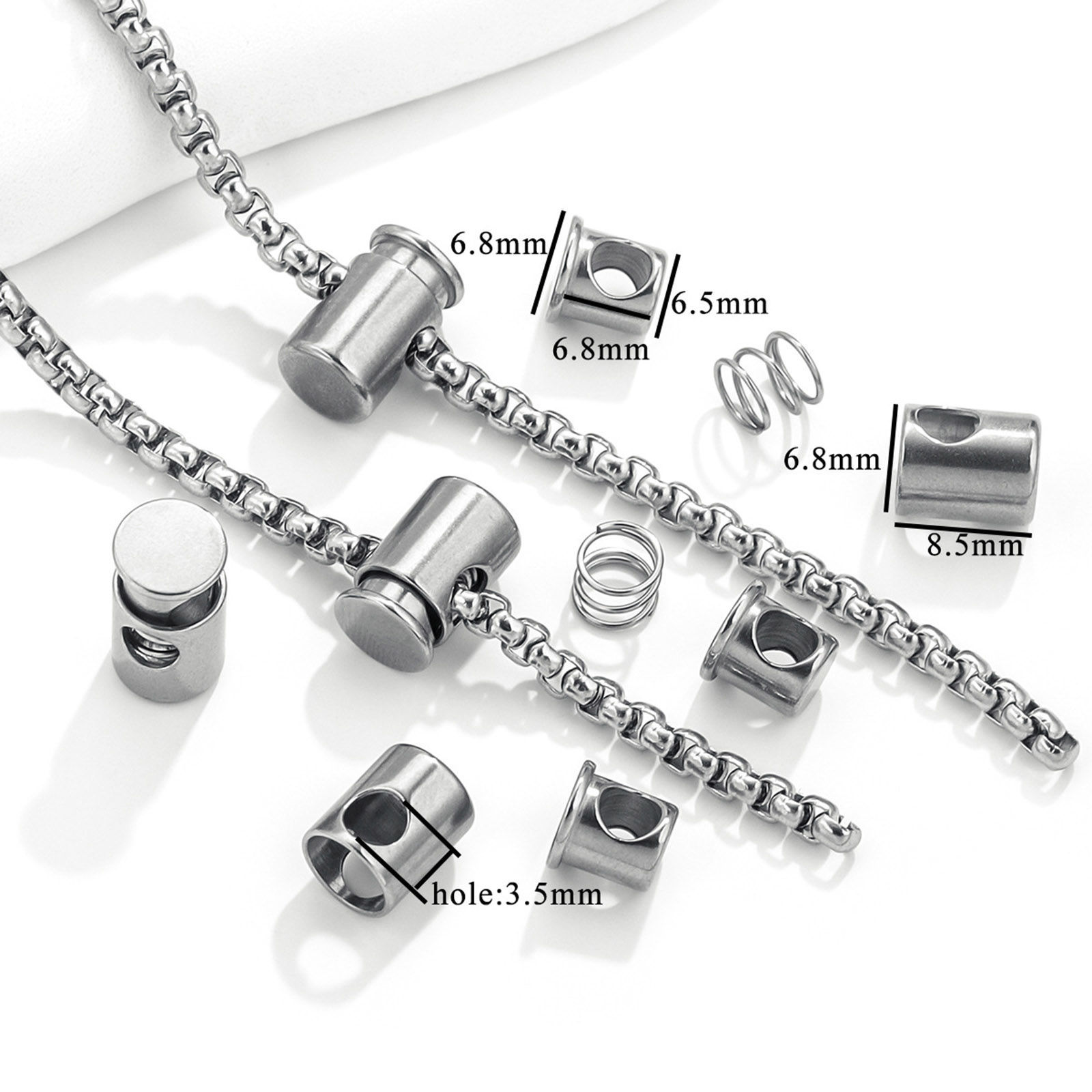 Bild von 1 Stück 304 Edelstahl Schnallenverschluss für verstellbares Maskenseilzubehör Zylinder 8.5mm x 6.8mm