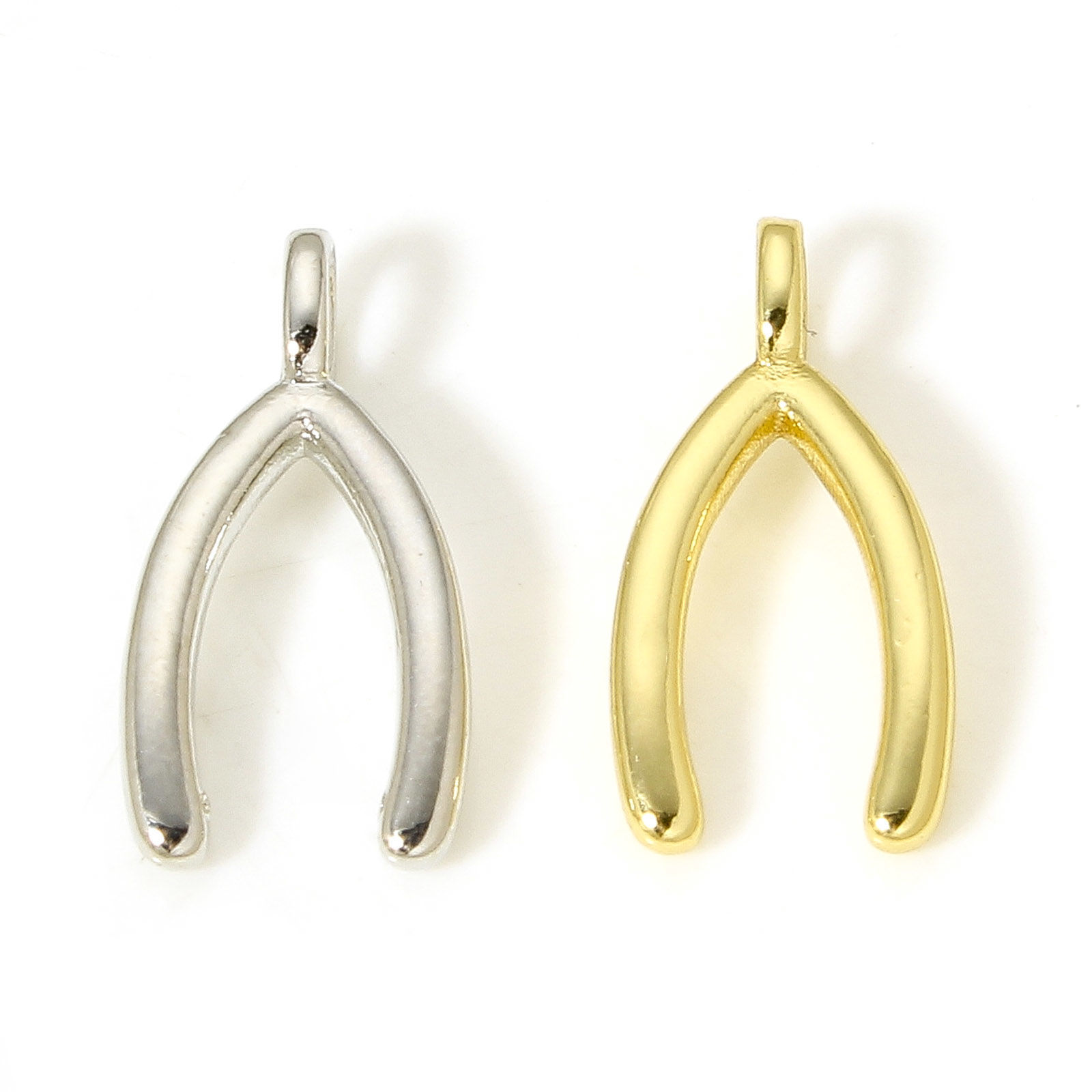 Imagen de 1 Unidad Latón Colgantes Charms Horquilla Oro Real Chapado 17mm x 9mm