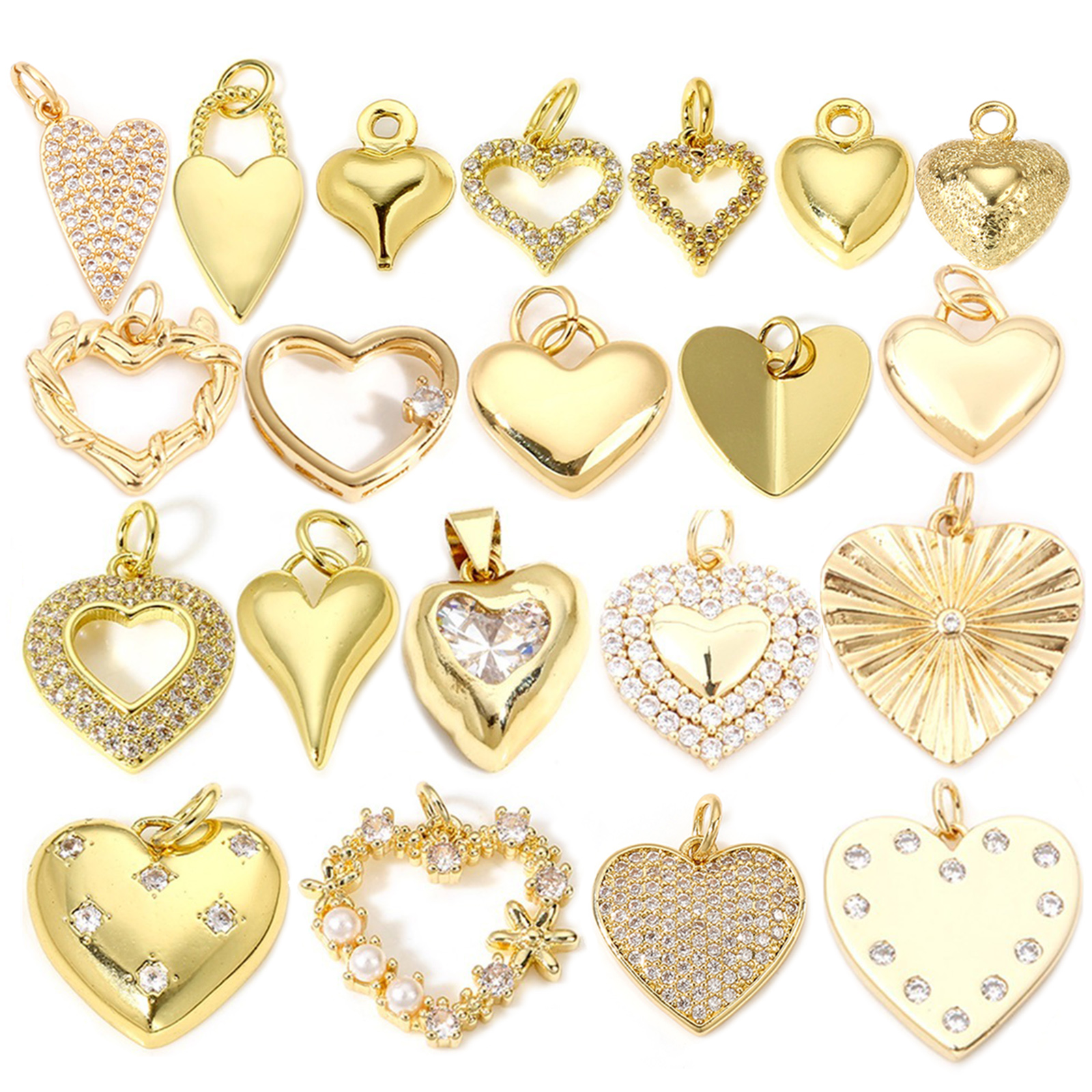 Bild von 1 Stück Messing Valentinstag Charms 18K Echtgold plattiert Herz