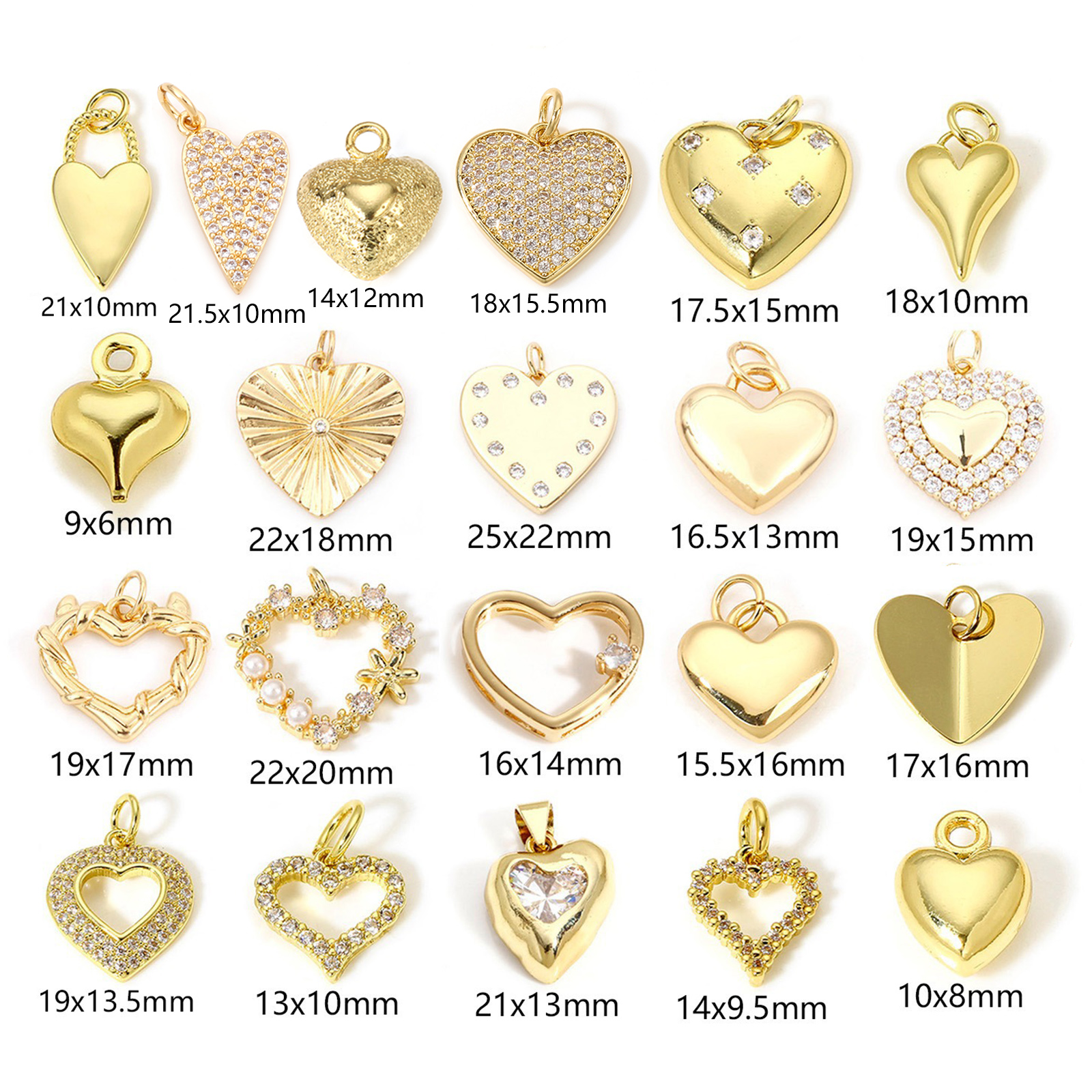 Bild von 1 Stück Messing Valentinstag Charms 18K Echtgold plattiert Herz