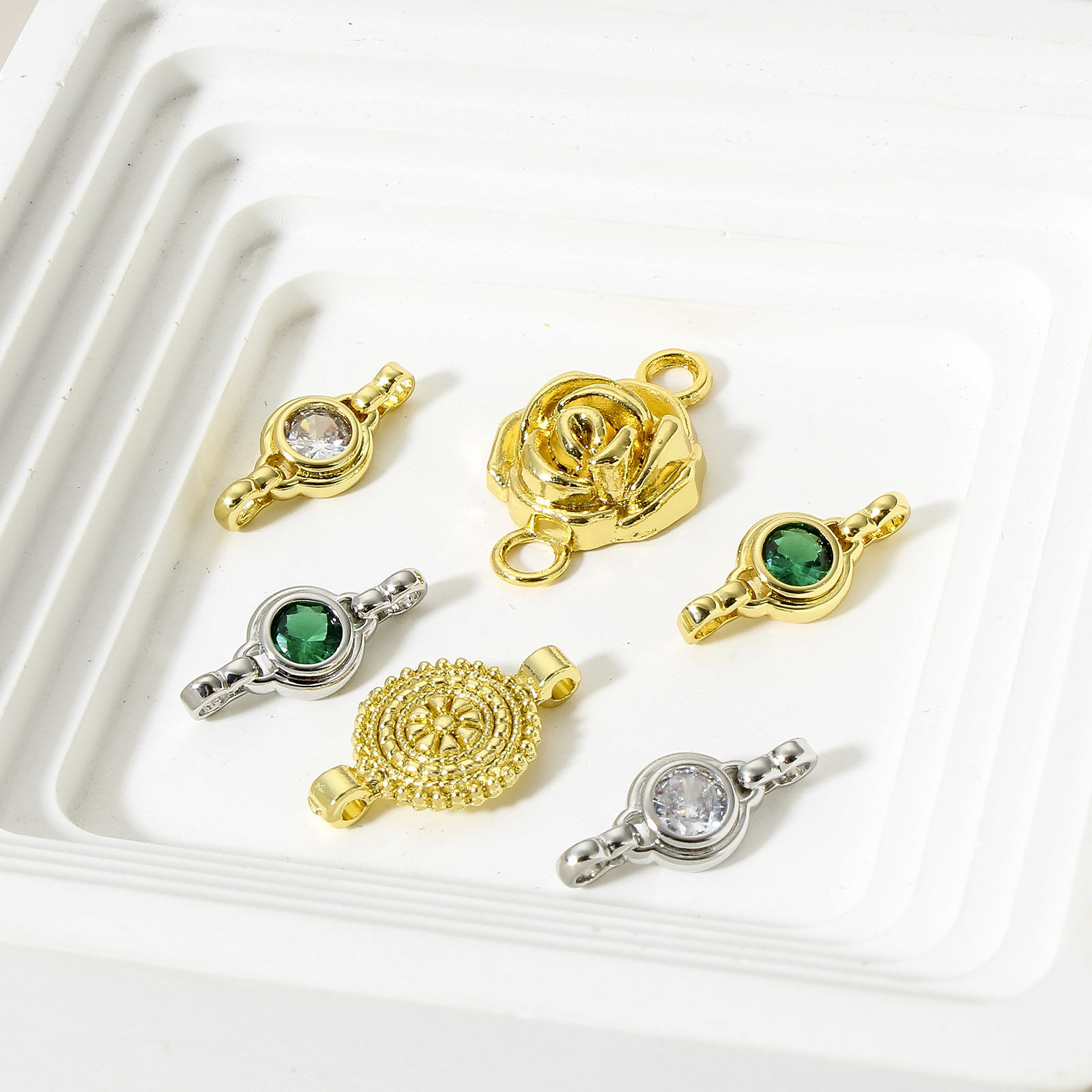 Picture of Brass Connectors Charms Pendants Real Gold Plated