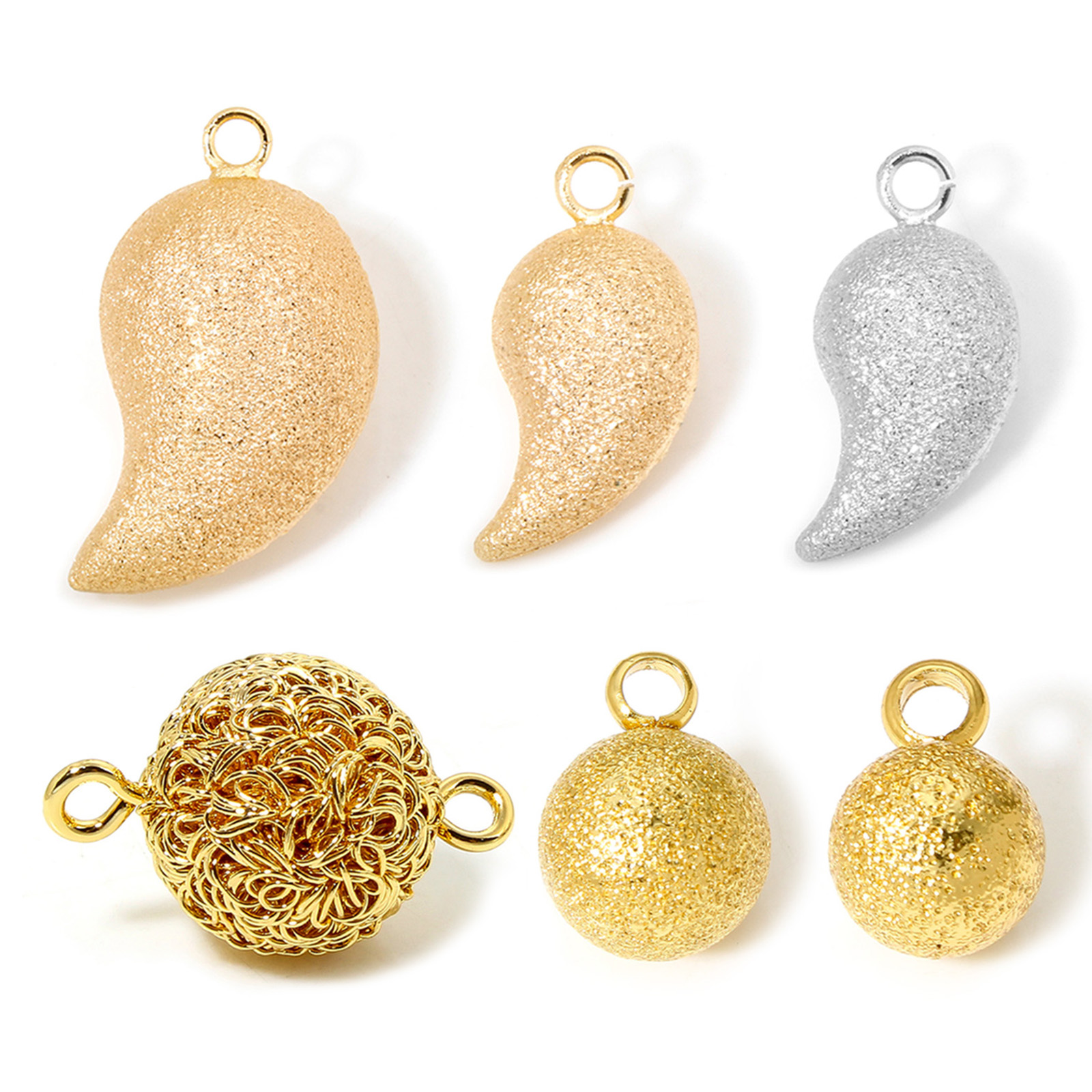 Picture of Brass Charms 18K Real Gold Plated Ball Sparkledust