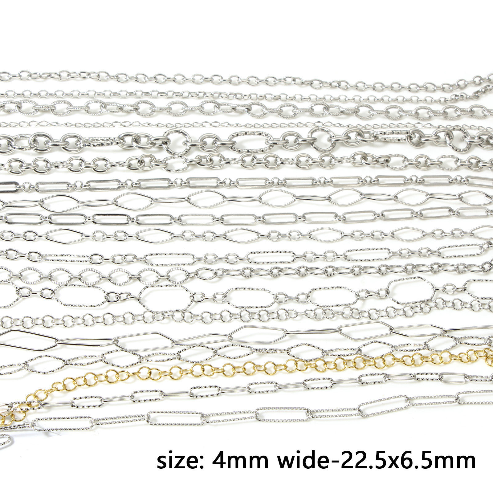 Picture of Eco-friendly Vacuum Plating 304 Stainless Steel Link Chain For Handmade DIY Jewelry Making Findings Real Platinum Plated