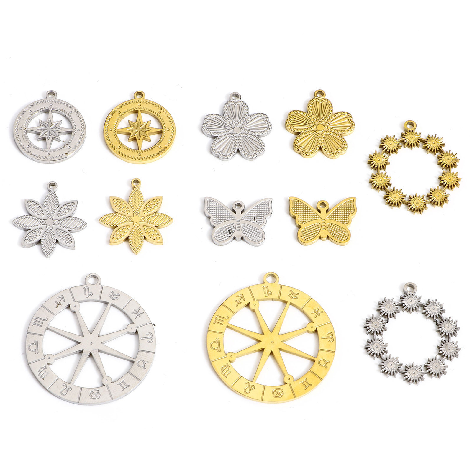 Image de 1 Pièce Breloques en 304 Acier Inoxydable Élégant Papillon Multicolore à Pois