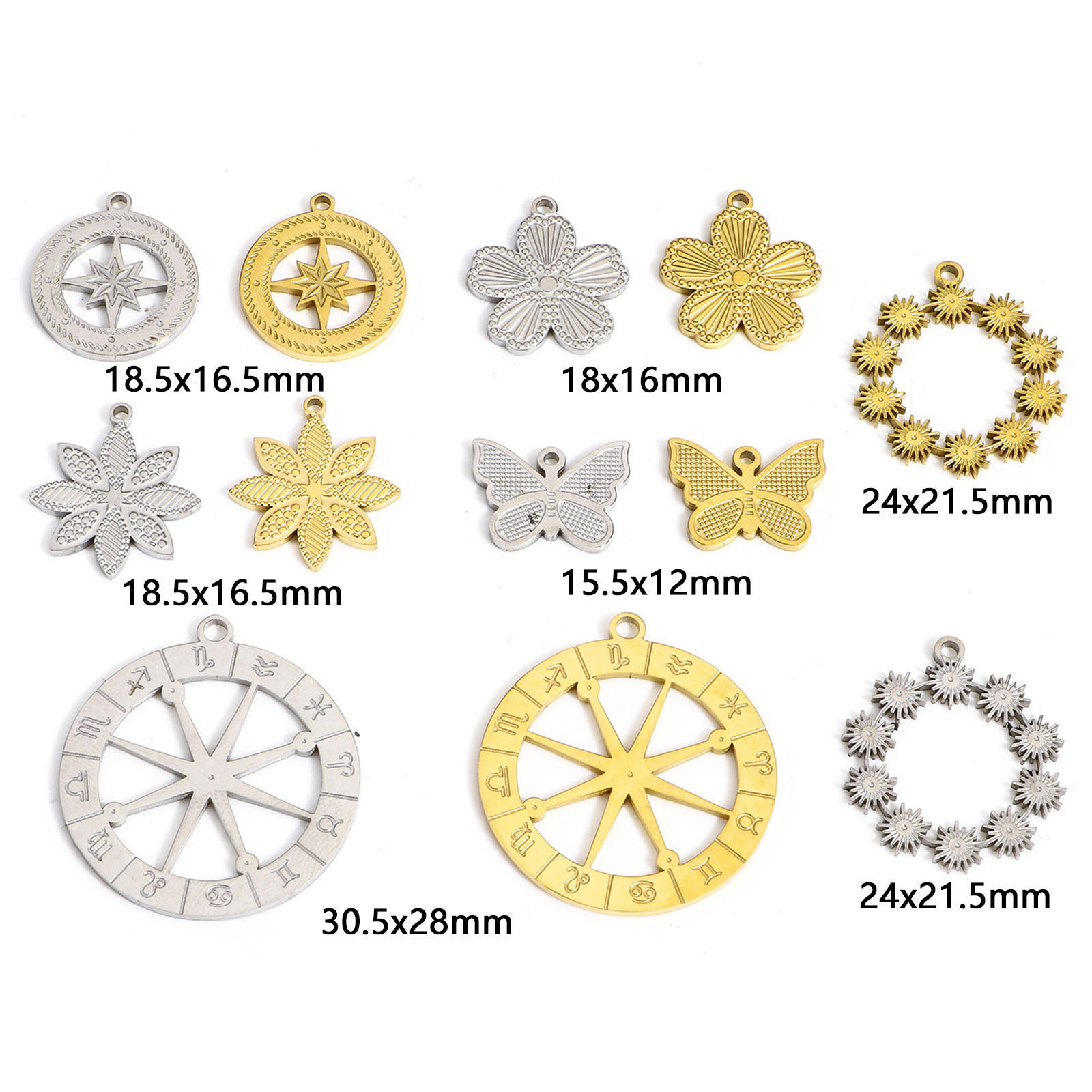 Image de 1 Pièce Breloques en 304 Acier Inoxydable Élégant Papillon Multicolore à Pois