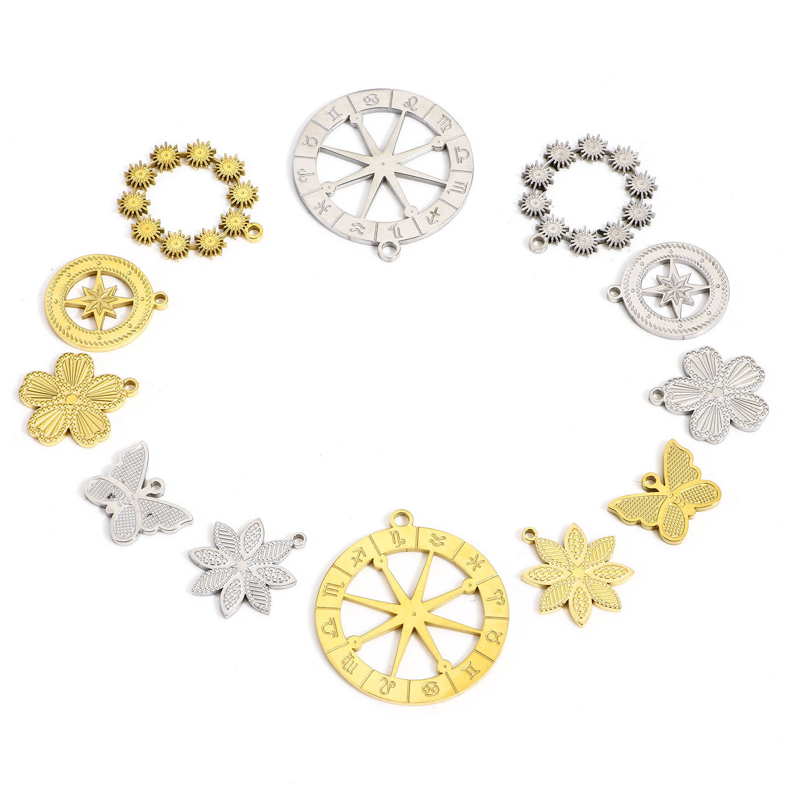 Image de 1 Pièce Breloques en 304 Acier Inoxydable Élégant Papillon Multicolore à Pois