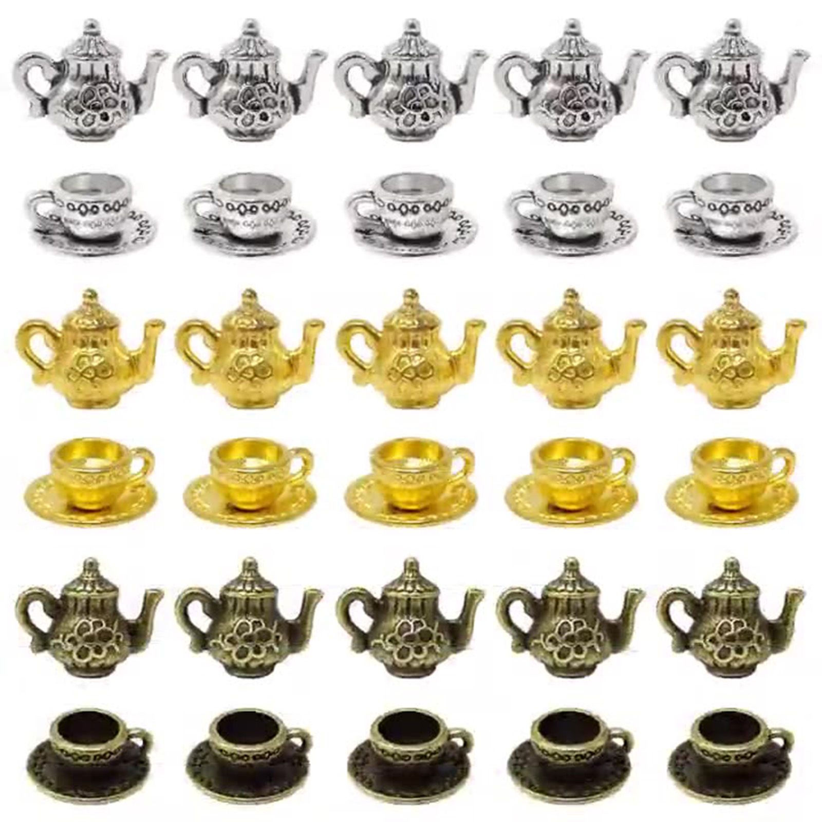 Изображение 20 ШТ Цинковый Сплав Подвески Разноцветный Чайник Чашка Трехмерный 13мм