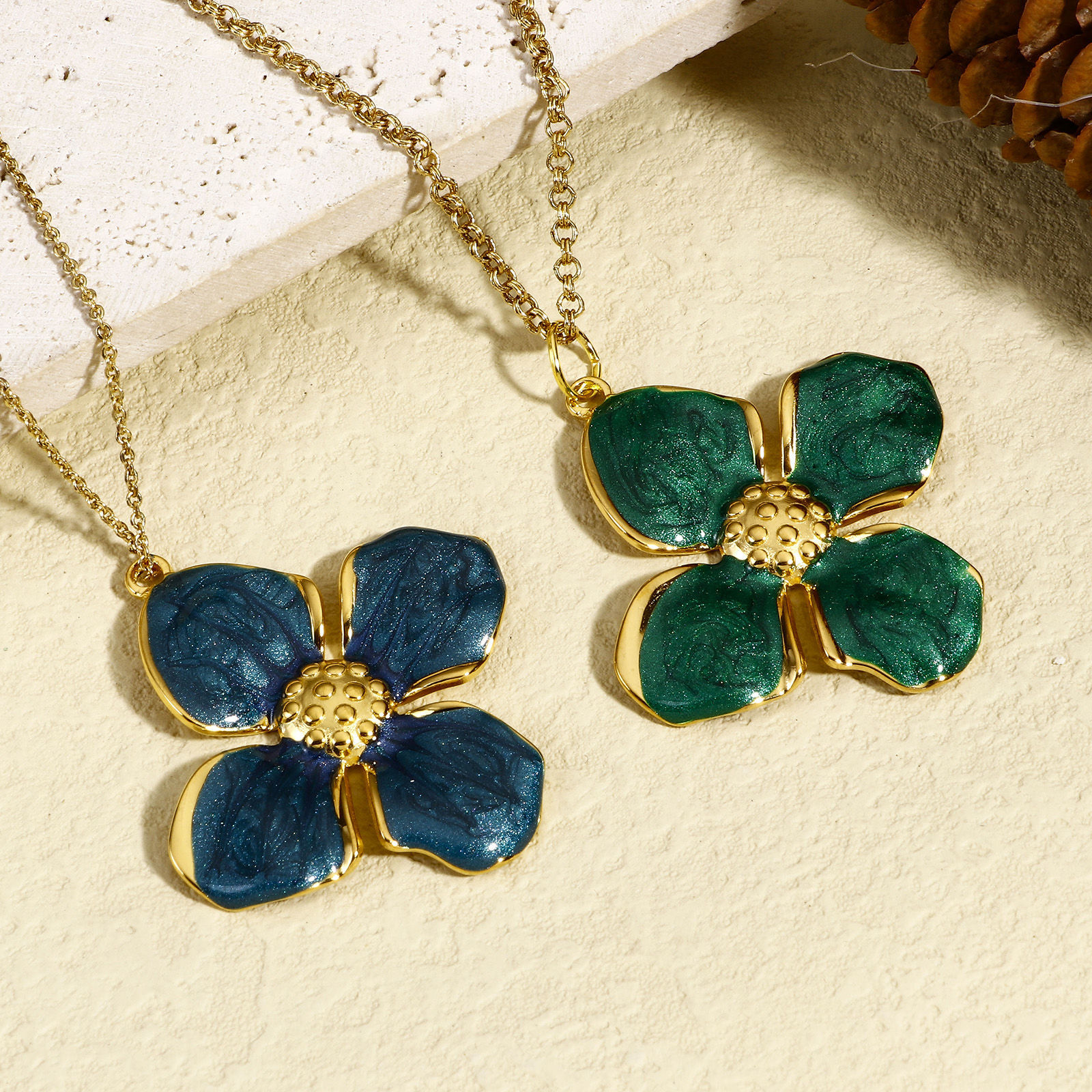 Immagine di 1 Pz 304 Acciaio Inossidabile Stile Pastorale Charms Fiore Oro Placcato Multicolore Smalto