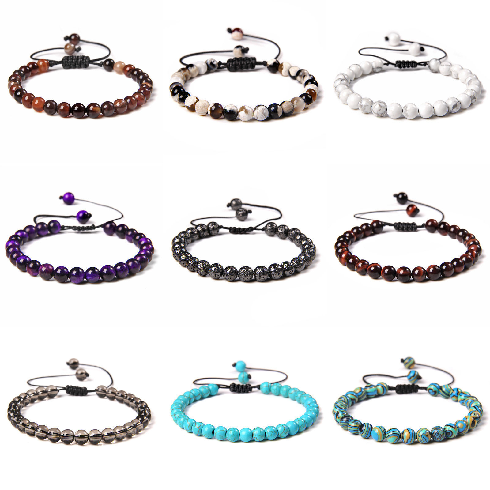 Picture of Natural Dyed Gemstone Adjustable Dainty Bracelets Delicate Bracelets Beaded Bracelet Round 30cm(11 6/8") long - 18cm(7 1/8") long