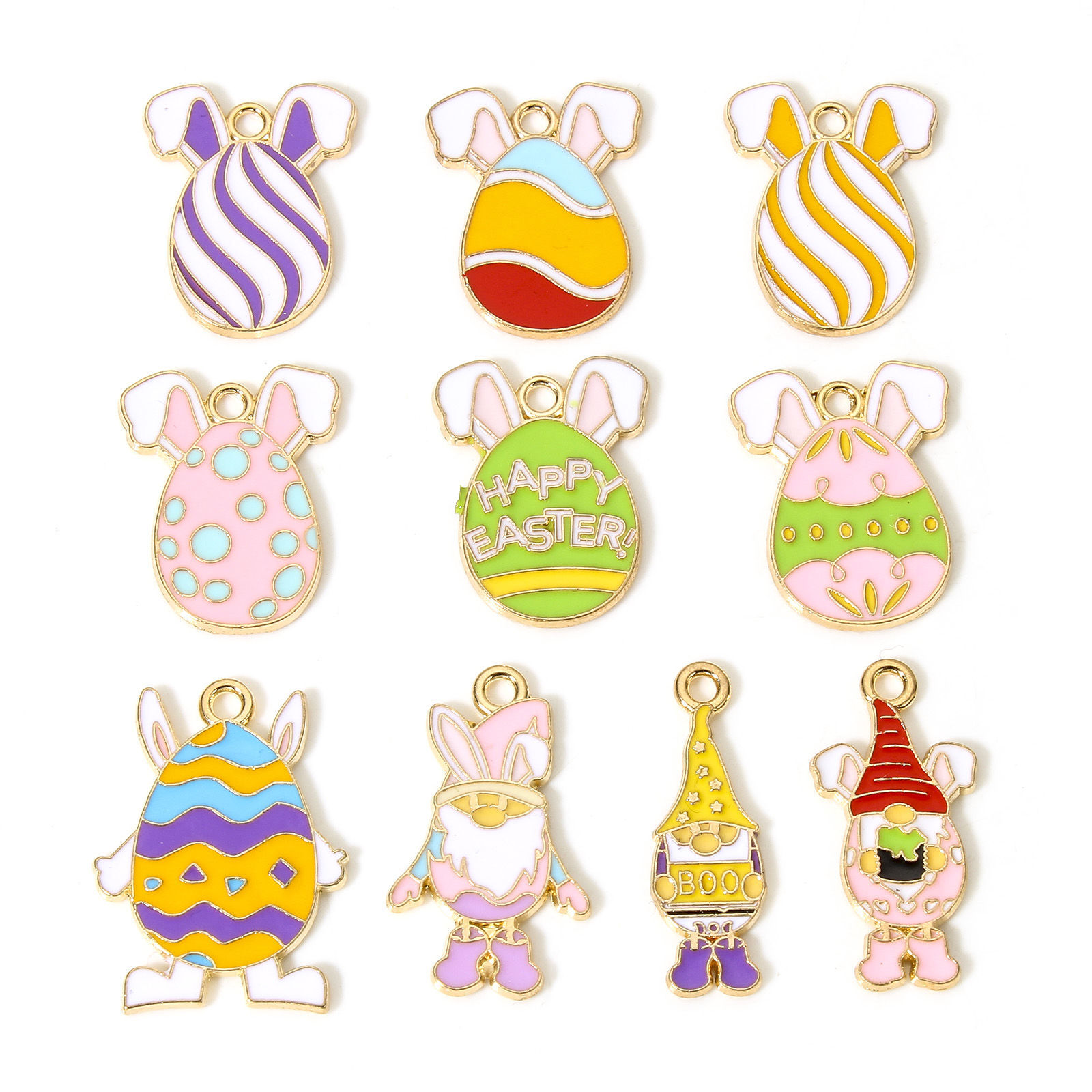 Picture of Zinc Based Alloy Easter Day Charms Gold Plated Easter Egg Pixie Elf Enamel