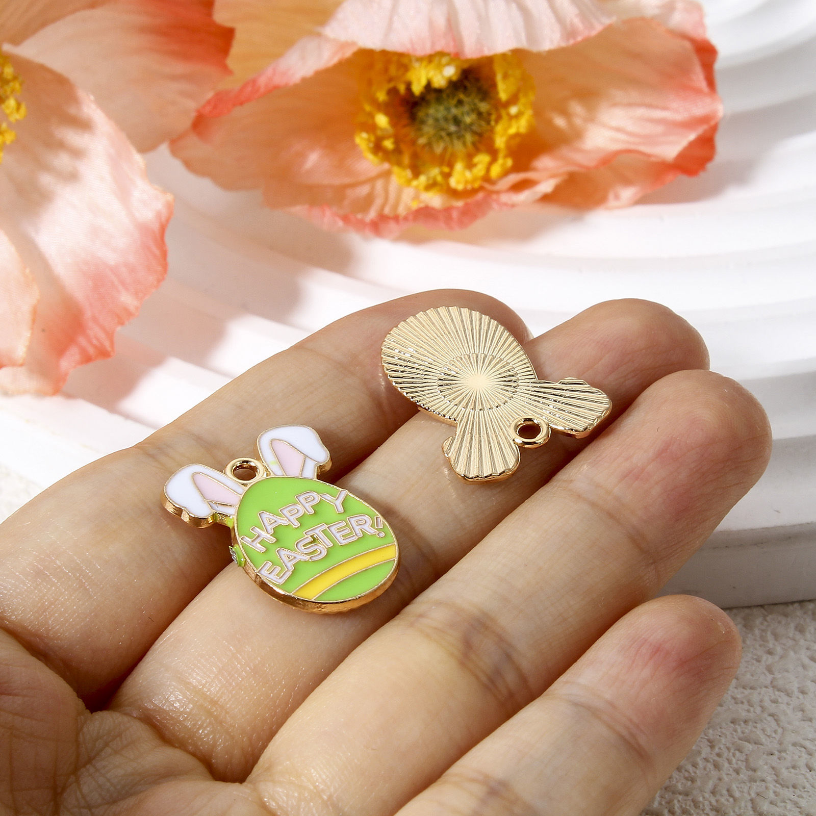 Picture of Zinc Based Alloy Easter Day Charms Gold Plated Easter Egg Pixie Elf Enamel