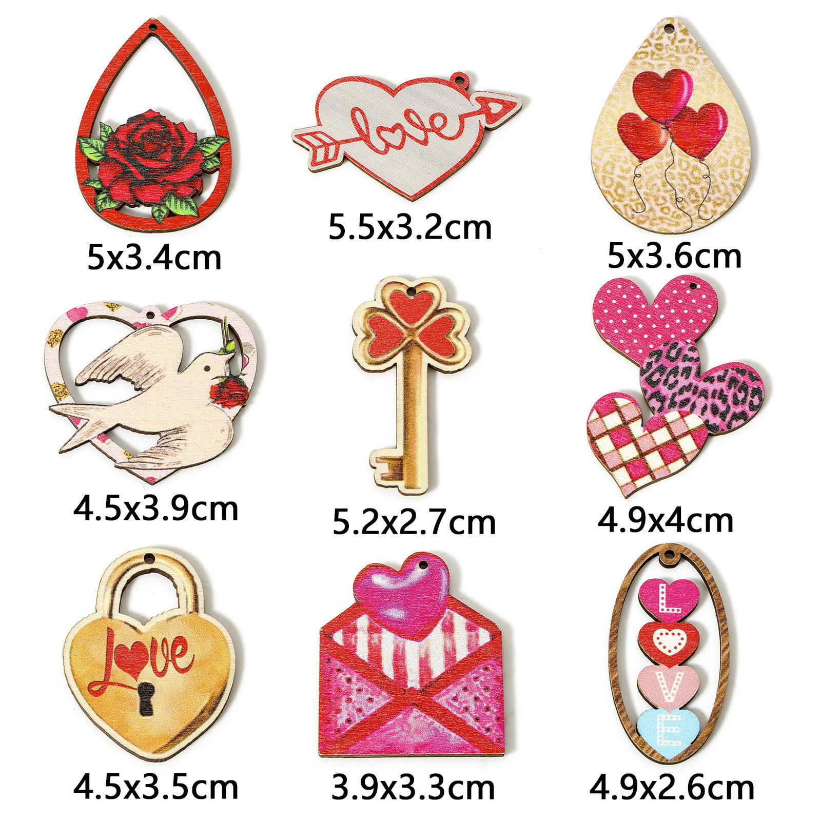 Picture of Natural Wood Valentine's Day Pendants Multicolor