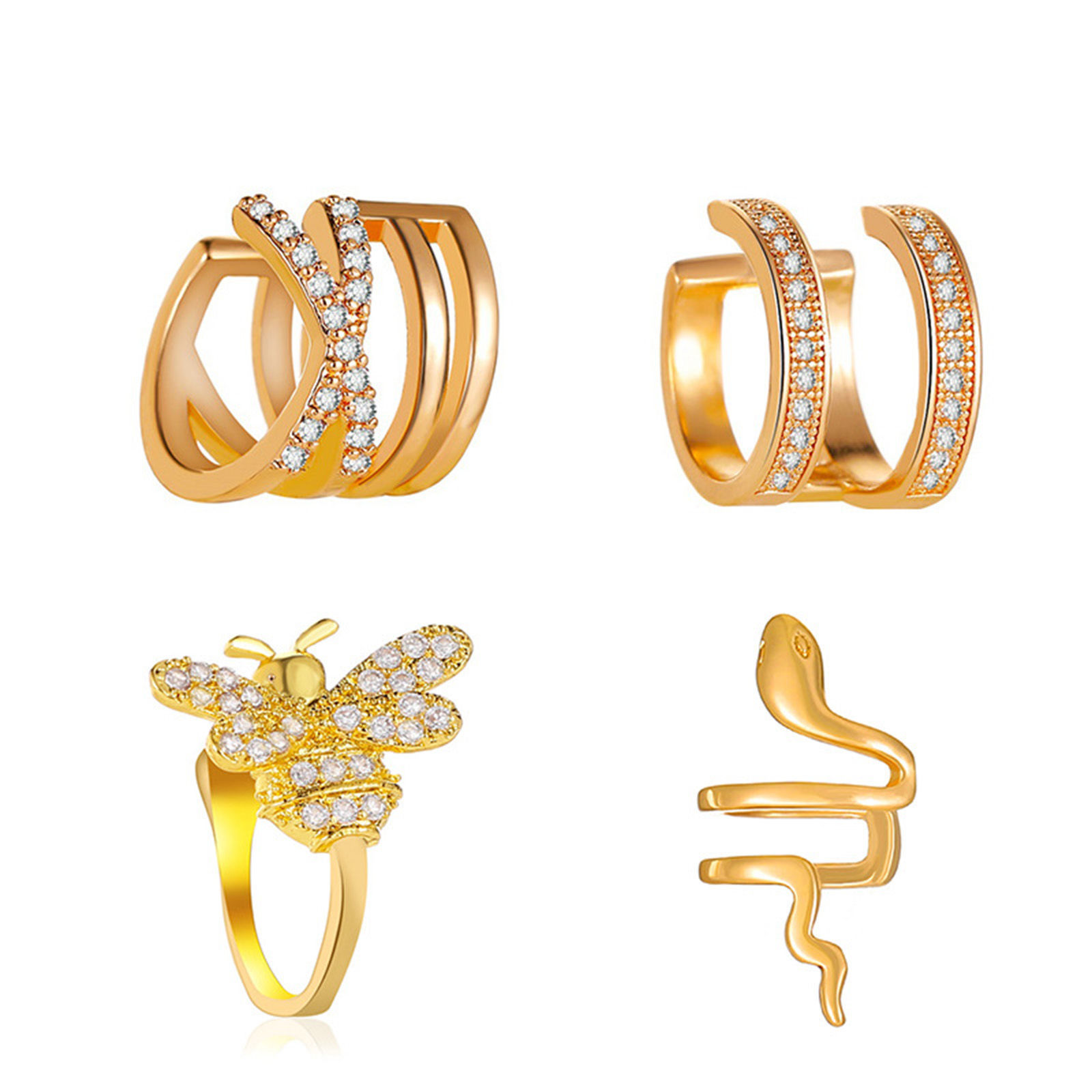 Imagen de 1 Unidad Cobre Estilo Ins Pendientes con Clip Sin Perforaciones Multicolor Forma de X Transparente Rhinestone