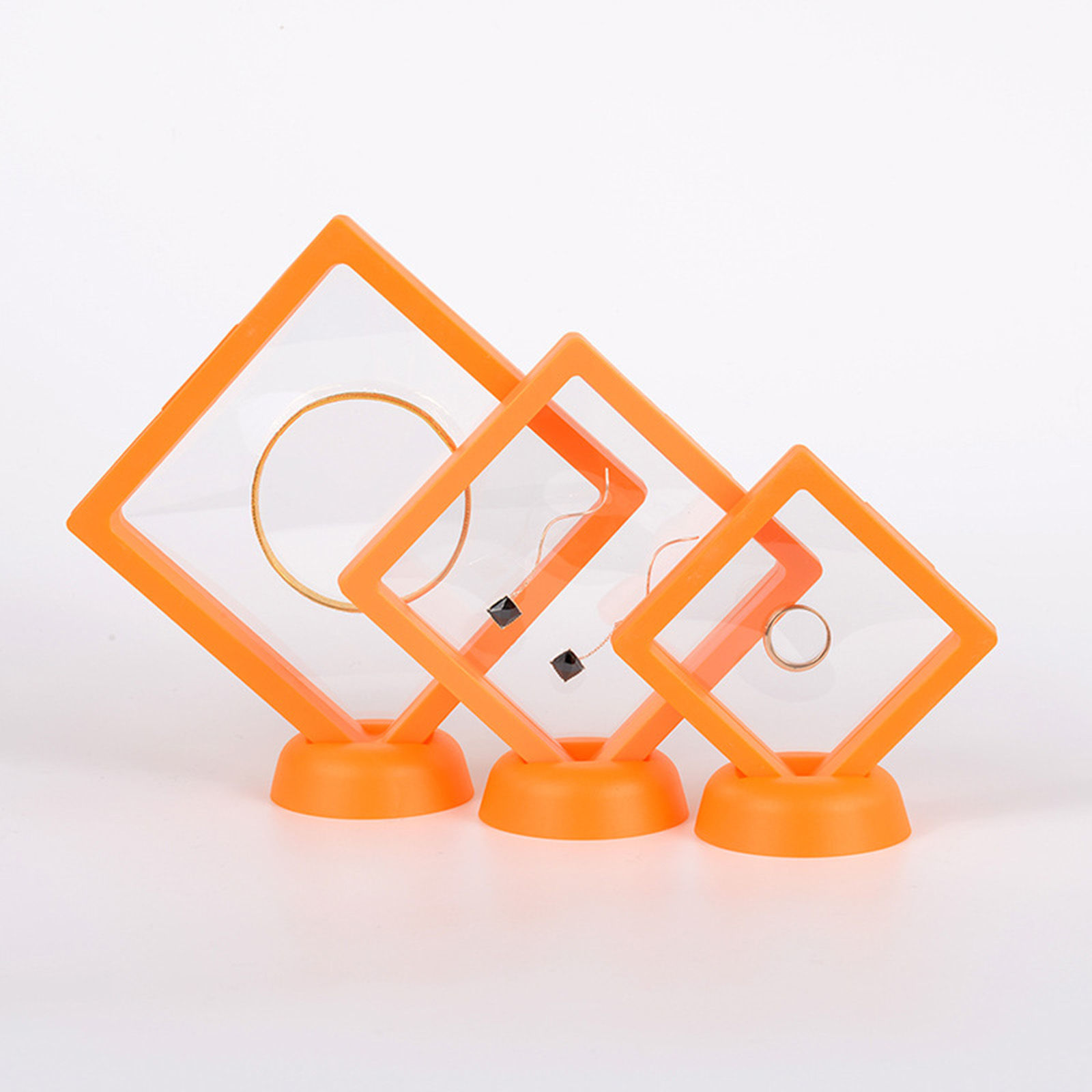 Picture of Plastic Jewelry Earring Studs Storage Box Dustproof PE Film Suspension Elastic Box Square Multicolor