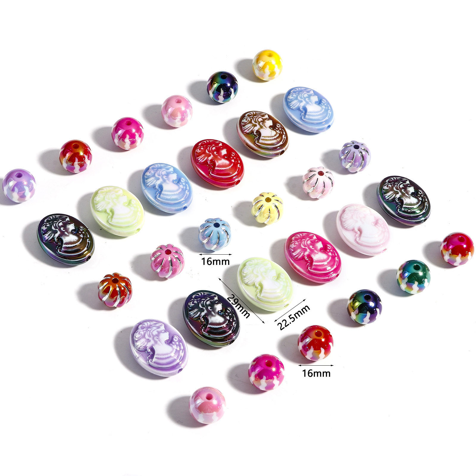 Picture of Acrylic Beads For DIY Jewelry Making At Random Mixed Color Pumpkin Beauty Lady AB Color
