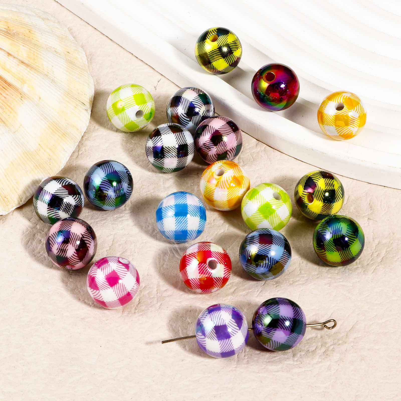 Picture of Acrylic Beads For DIY Jewelry Making At Random Mixed Color Round Circus Troup