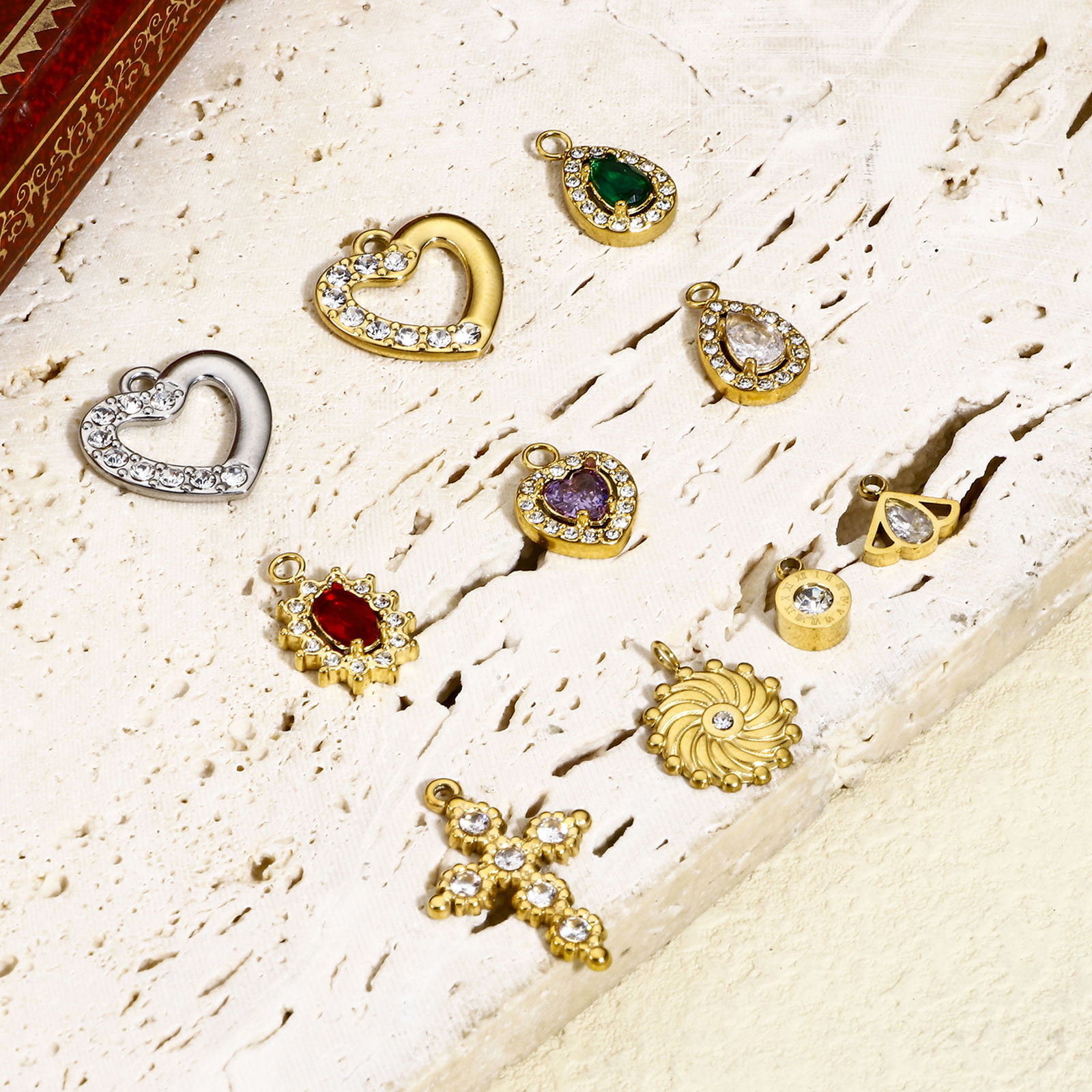 Imagen de 1 Unidad 304 Acero Inoxidable Elegante Colgantes Charms Corazón Multicolor Rhinestone