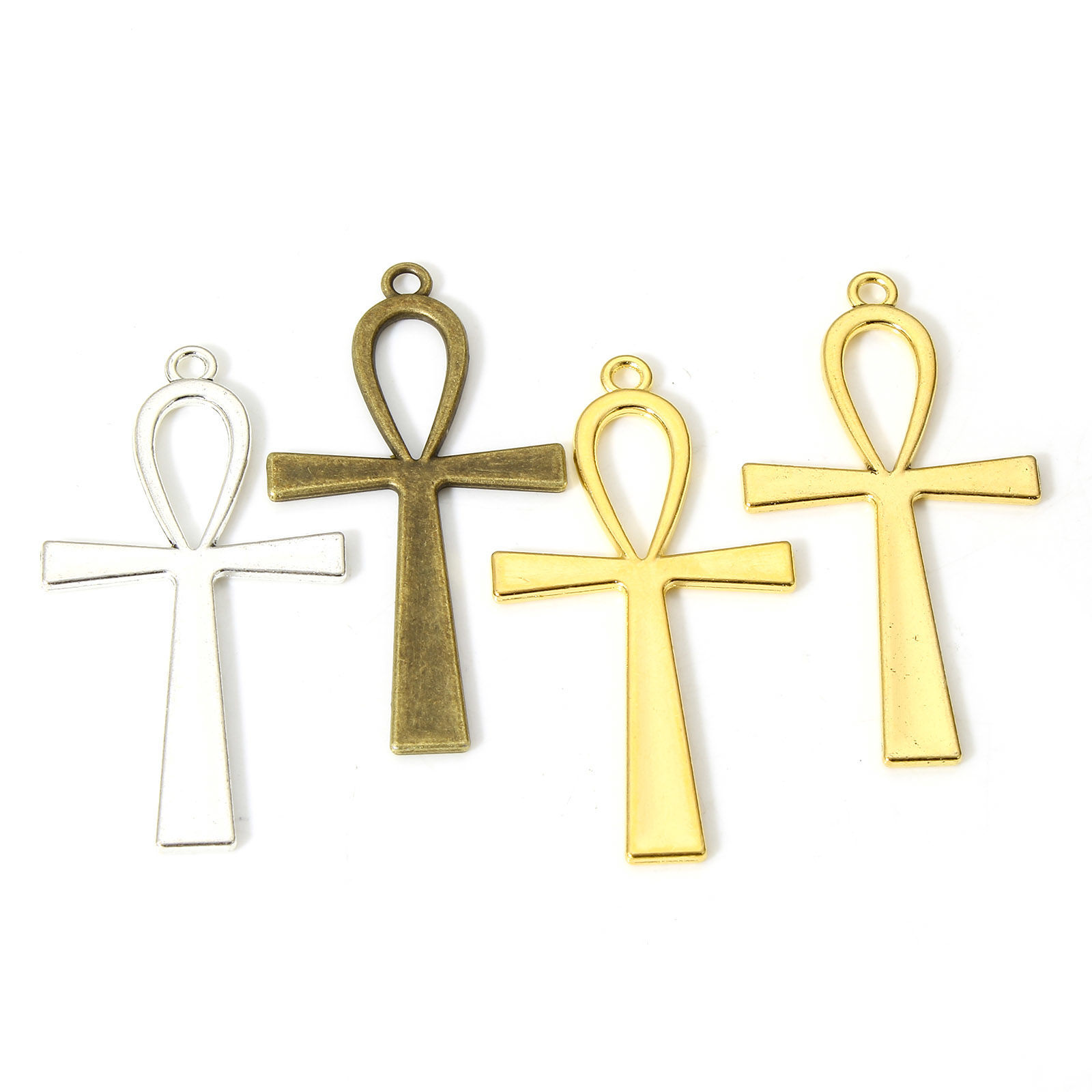 Picture of Zinc Based Alloy Religious Pendants Multicolor Ankh Egyptian Cross 5.4cm x 2.8cm