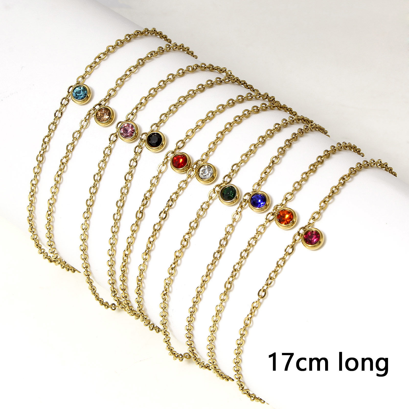 Picture of Eco-friendly Vacuum Plating 304 Stainless Steel Link Cable Chain Bracelets 18K Gold Plated With Pendant 17cm(6 6/8") long