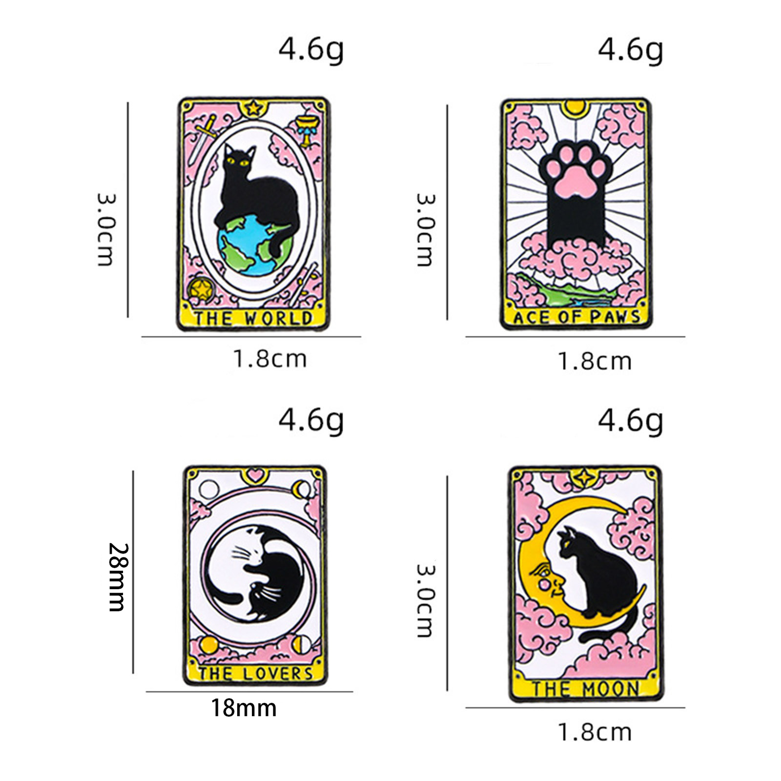 Picture of Tarot Pin Brooches Rectangle Cat Multicolor Enamel