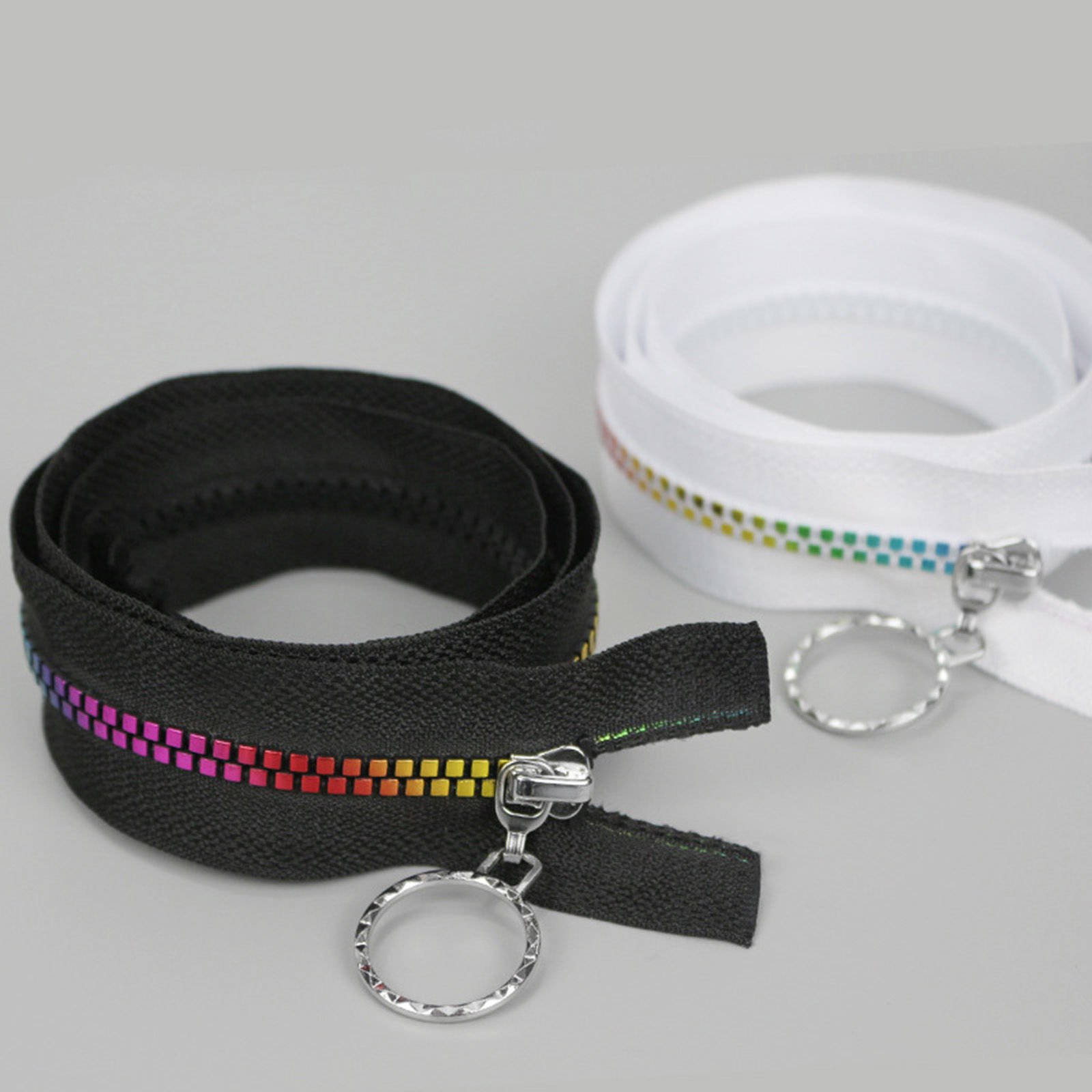 Picture of 5# Single Open Tail Zipper Resin Zipper For Tailor Sewing Craft Multicolor Rainbow Color Plated Square