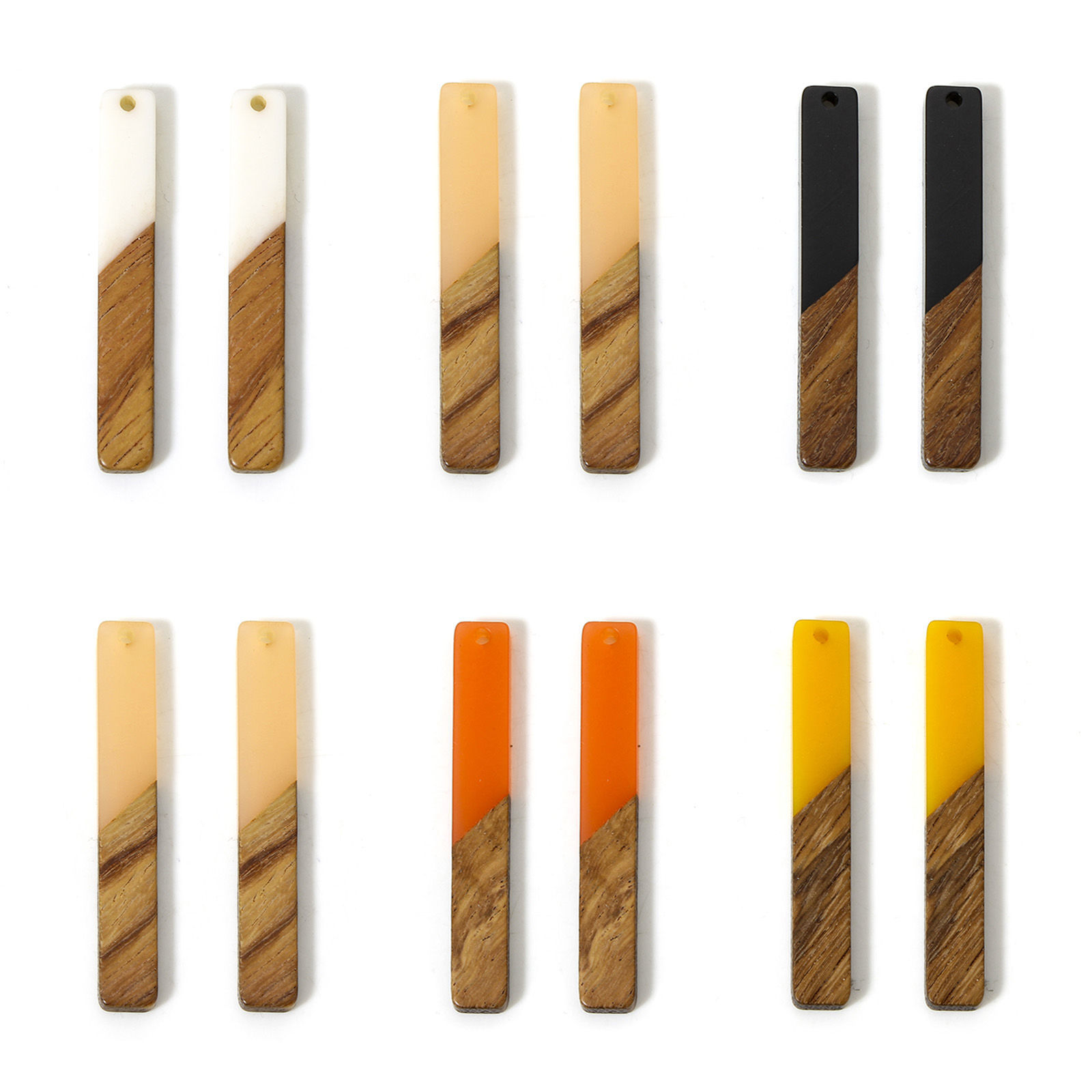 Imagen de 5 Unidades Resina de Efecto Madera Colgantes Multicolor Rectángulo 5.2cm x 0.8cm