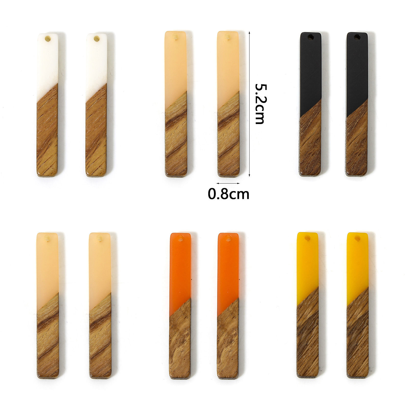 Imagen de 5 Unidades Resina de Efecto Madera Colgantes Multicolor Rectángulo 5.2cm x 0.8cm